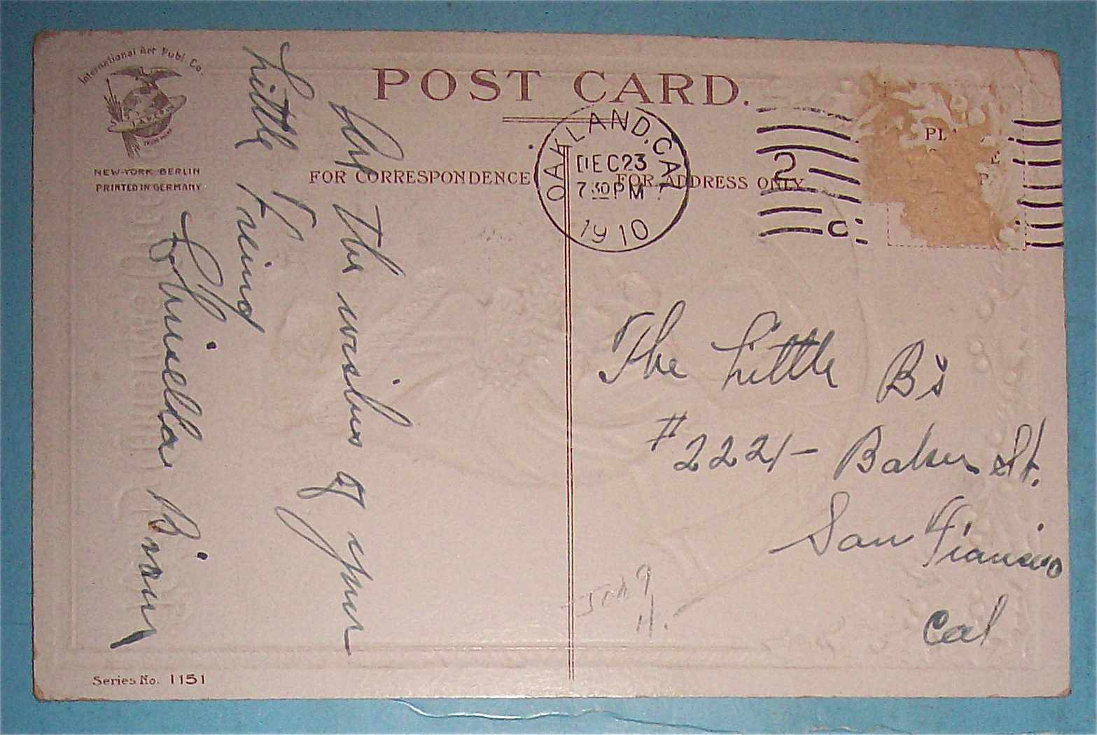 Christmas Greetings Postcard w/Hearty Greetings