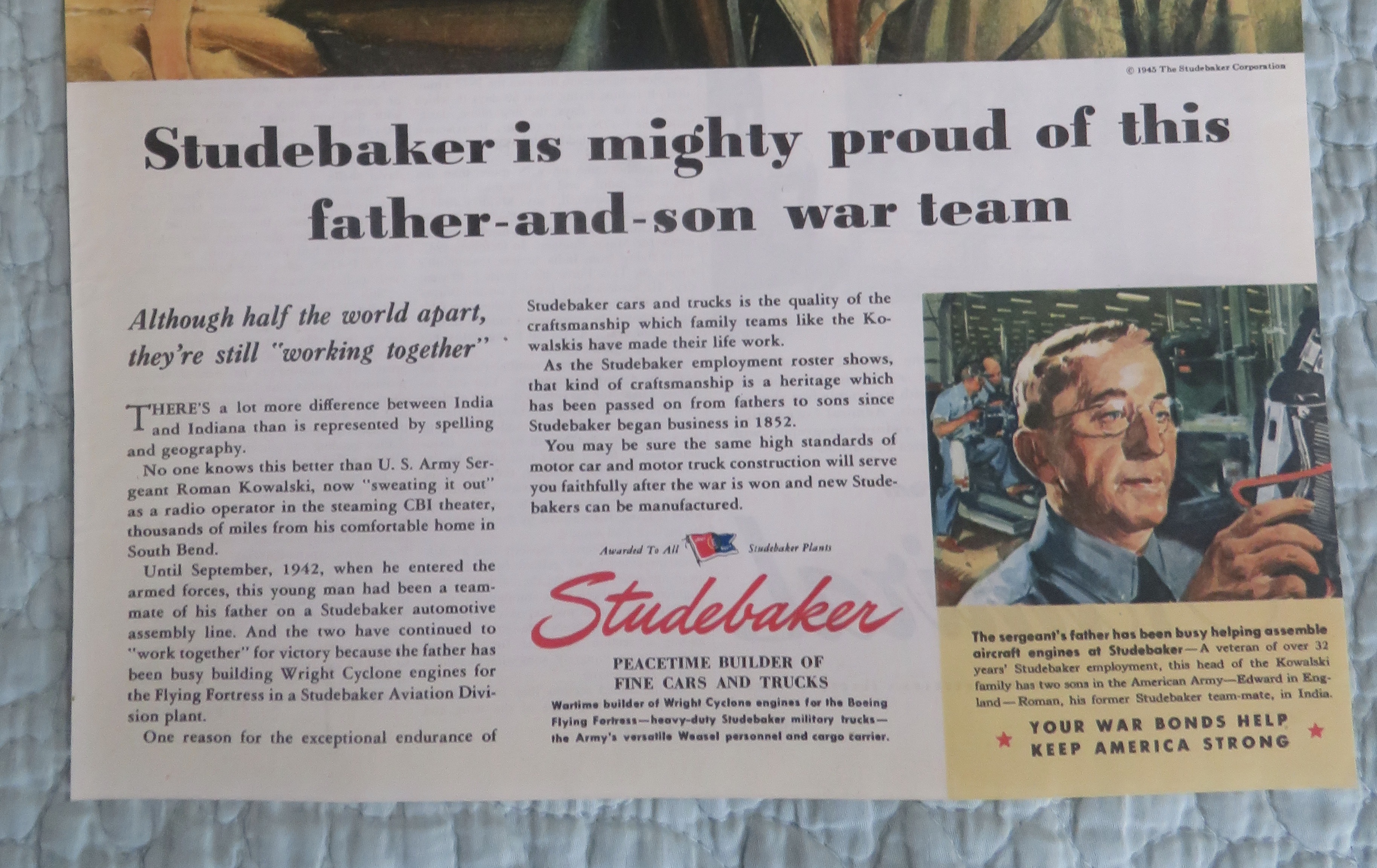 1945 Studebaker with Father & Son War Team