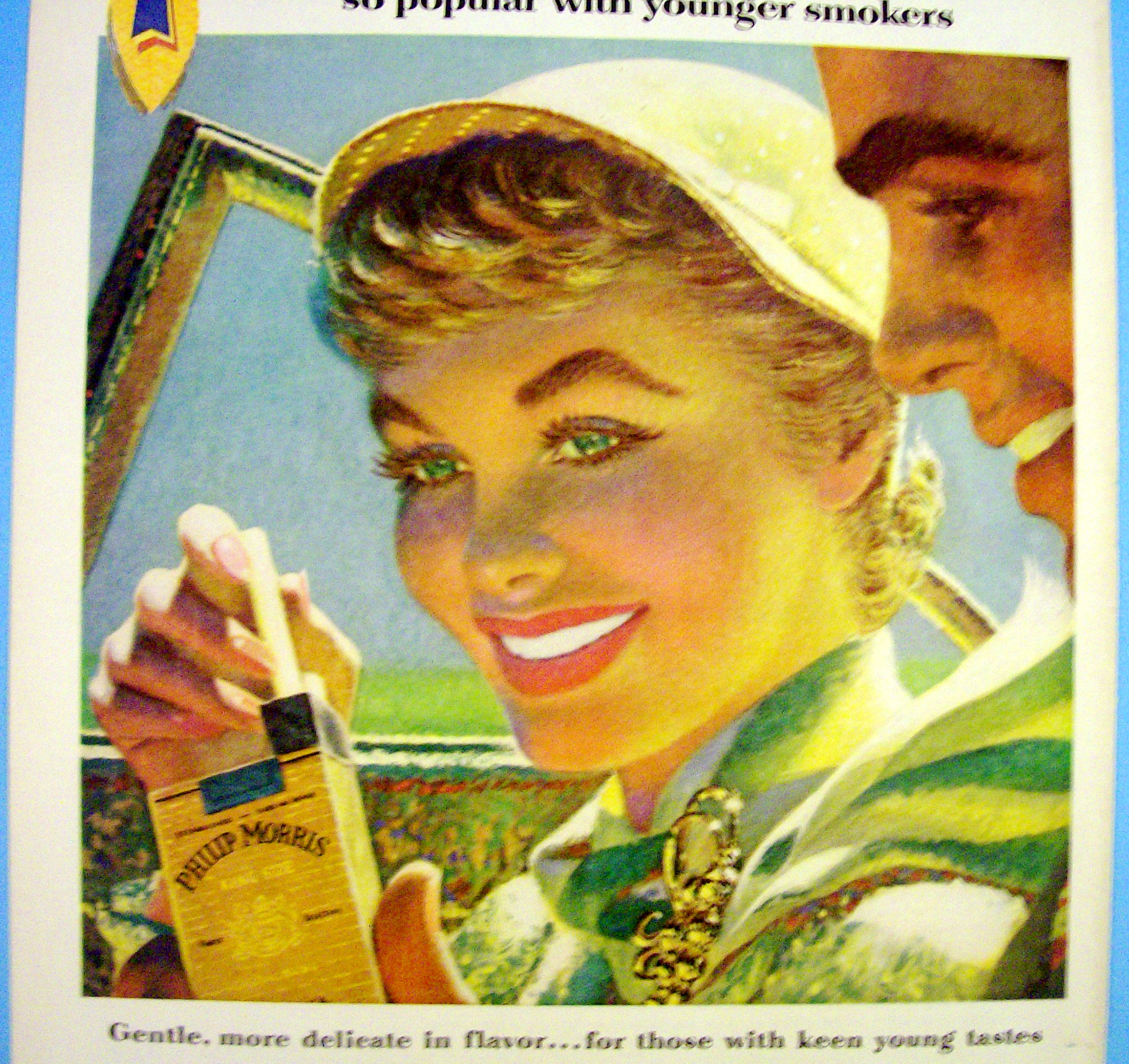 1955 Philip Morris with Woman Taking Cigarettes