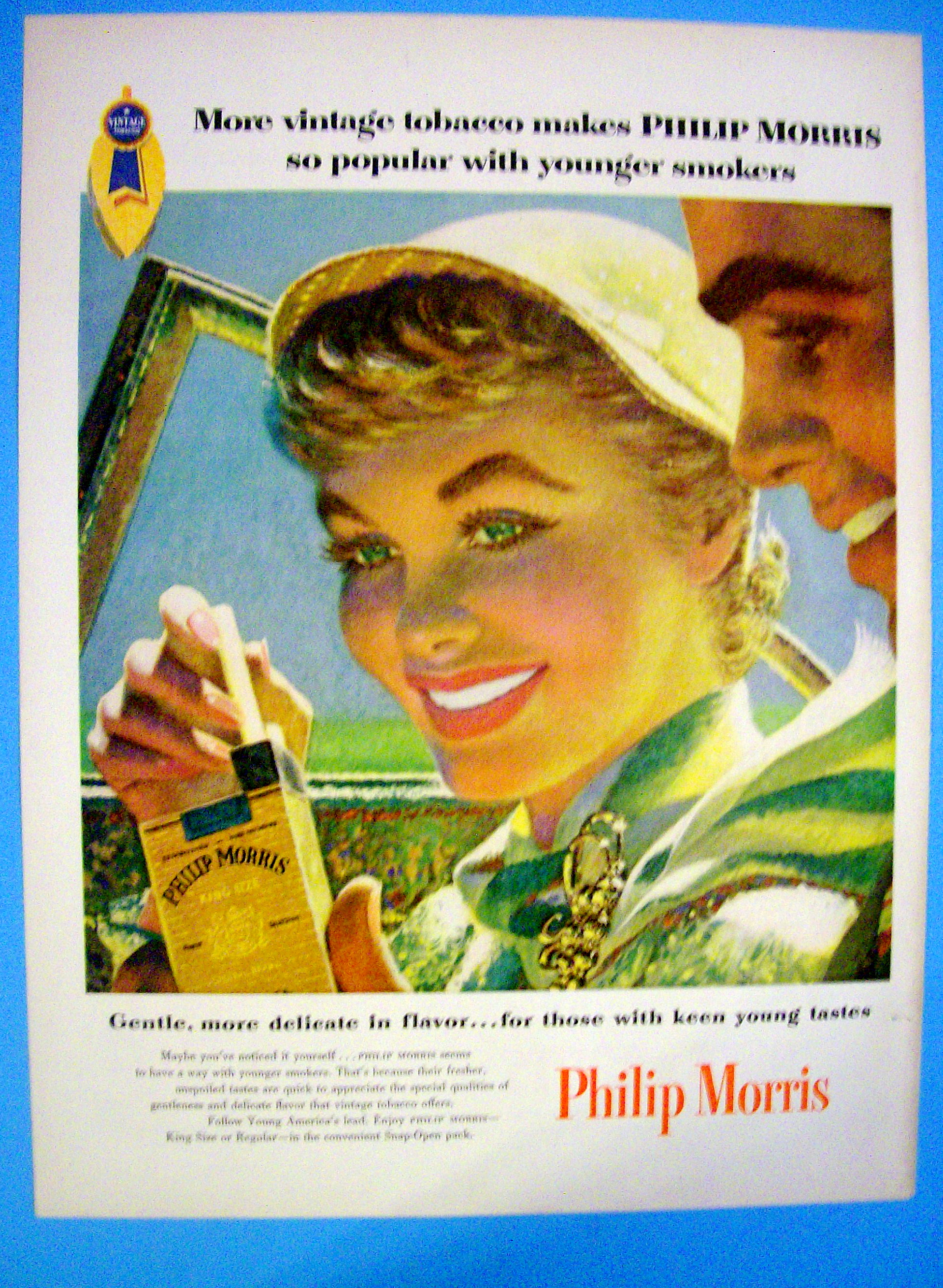 1955 Philip Morris with Woman Taking Cigarettes