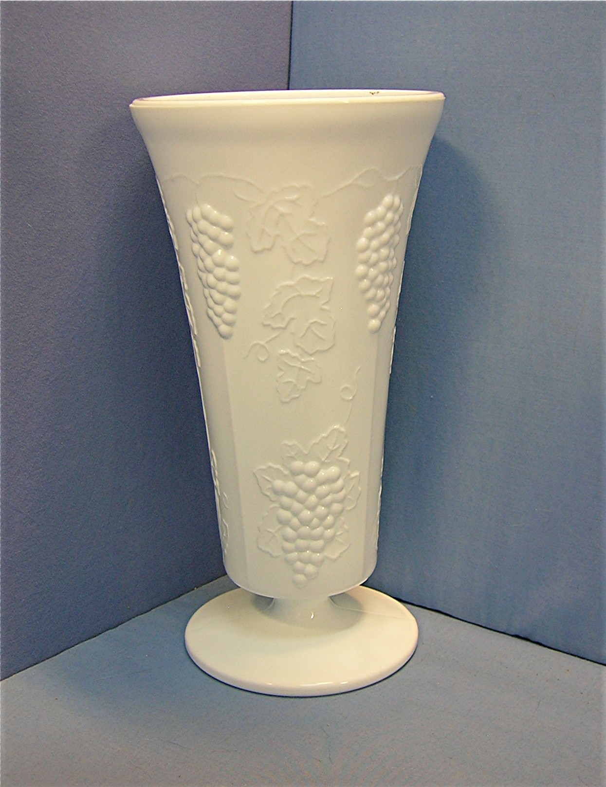 Milk Glass Indiana White Paneled Grape Flower Vase