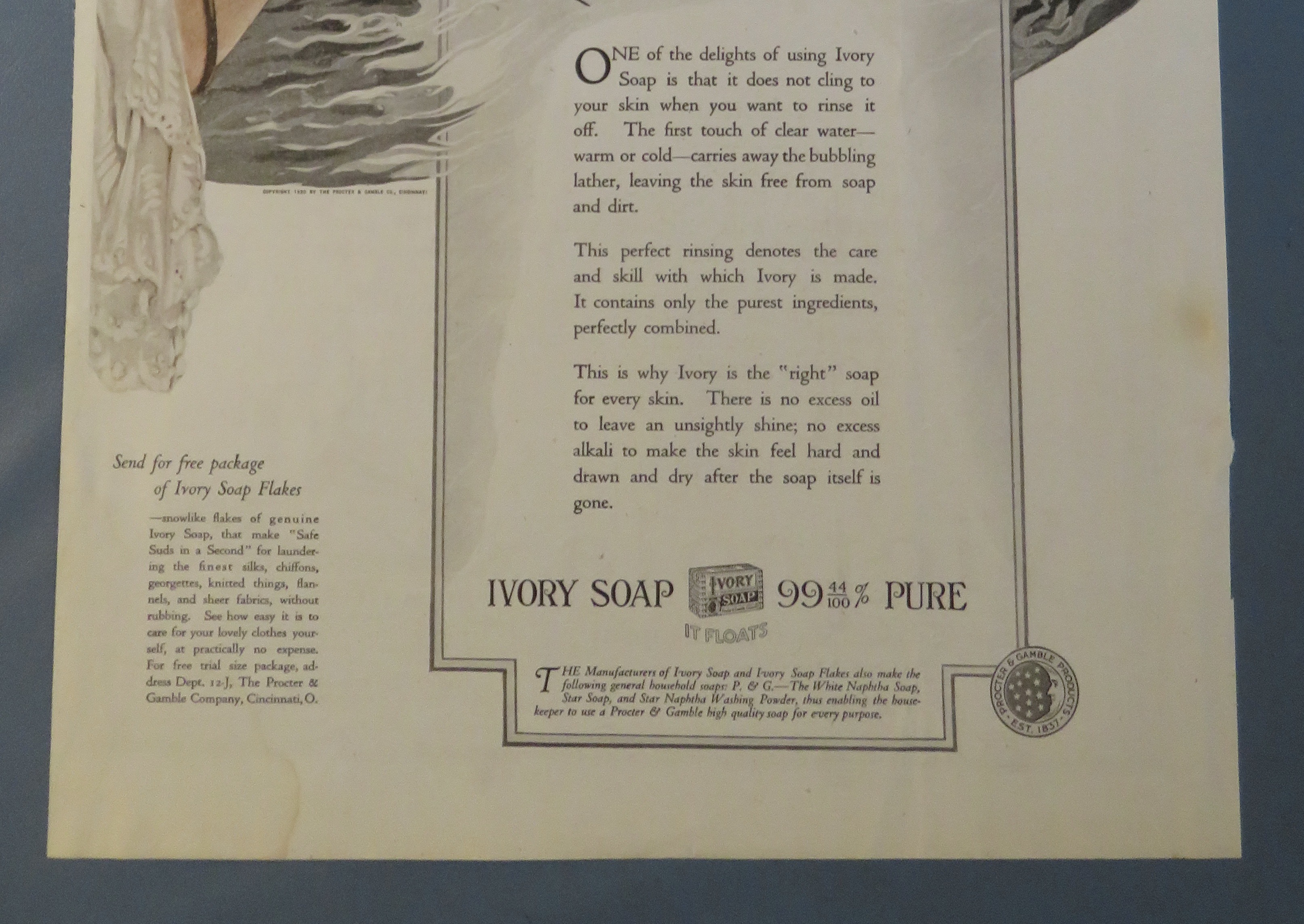 1920 Ivory Soap with Woman Washing Her Hands