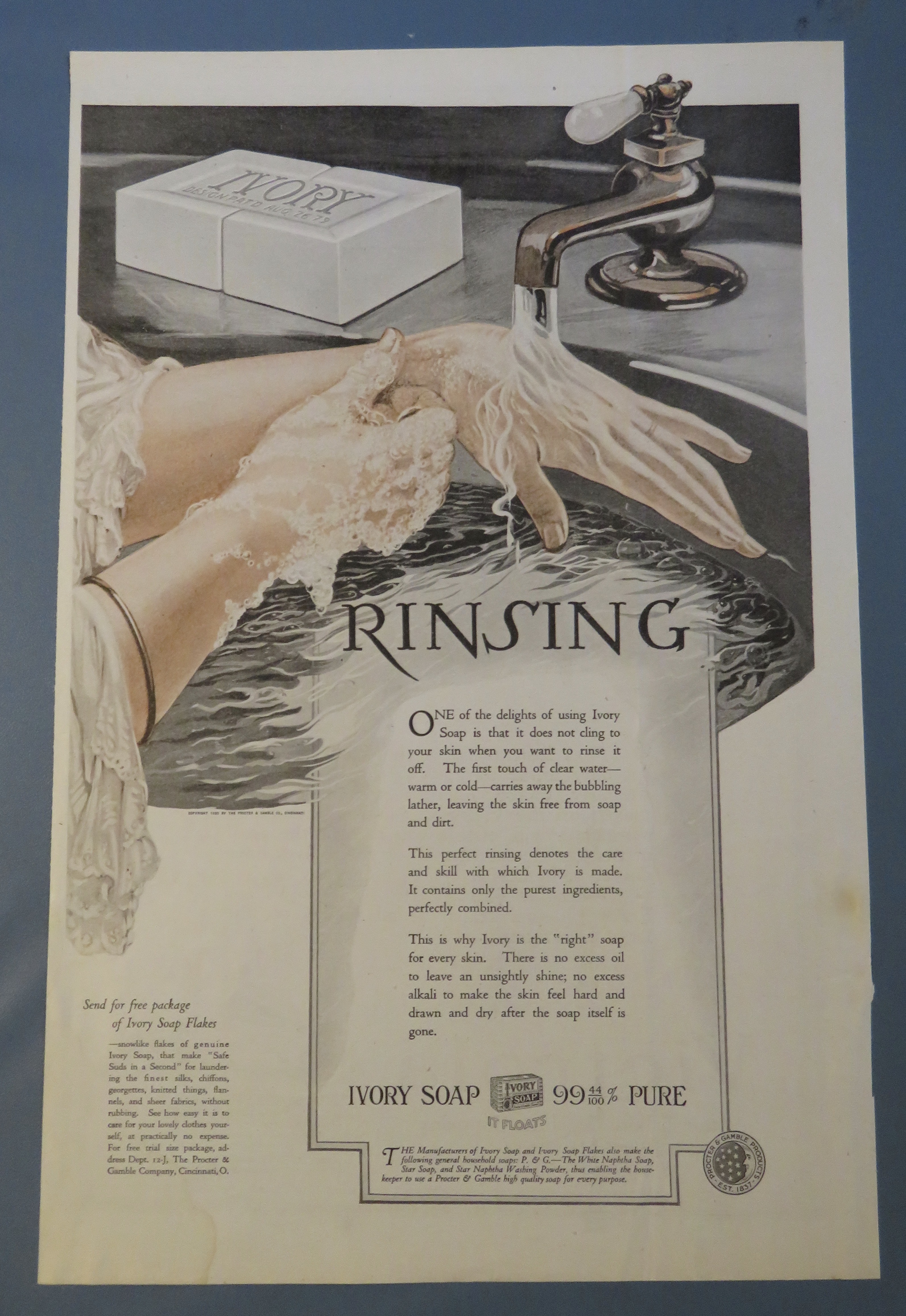 1920 Ivory Soap with Woman Washing Her Hands