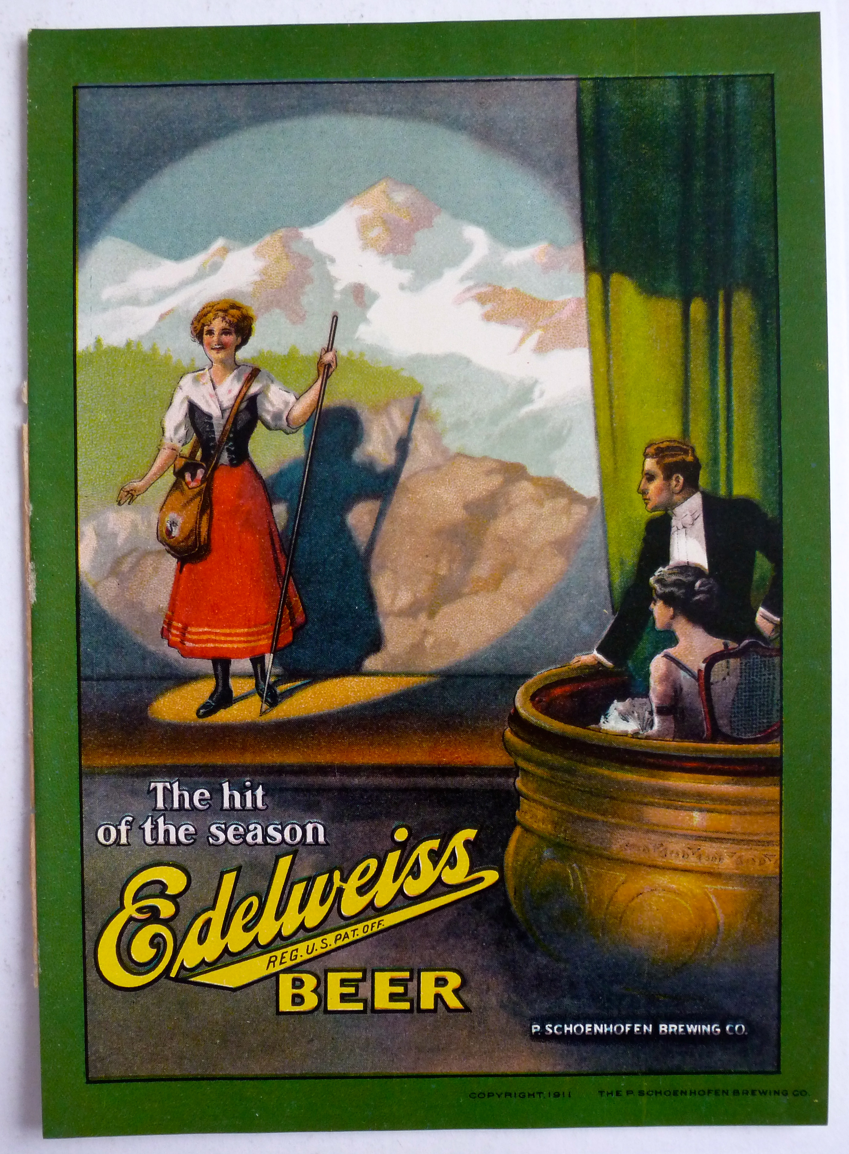 1911 Edelweiss Beer Peter Schoenhofen Chicago Ad