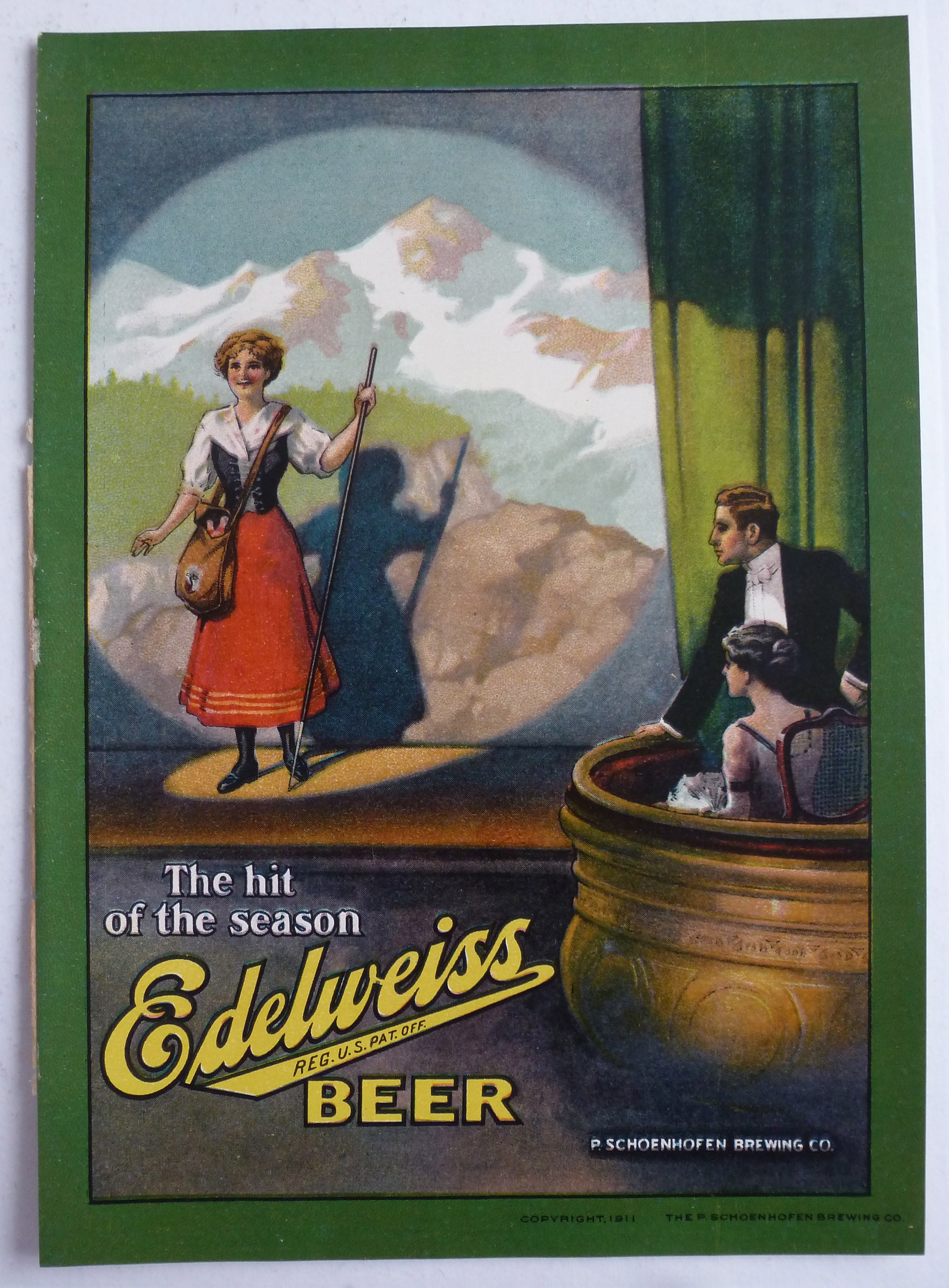 1911 Edelweiss Beer Peter Schoenhofen Chicago Ad
