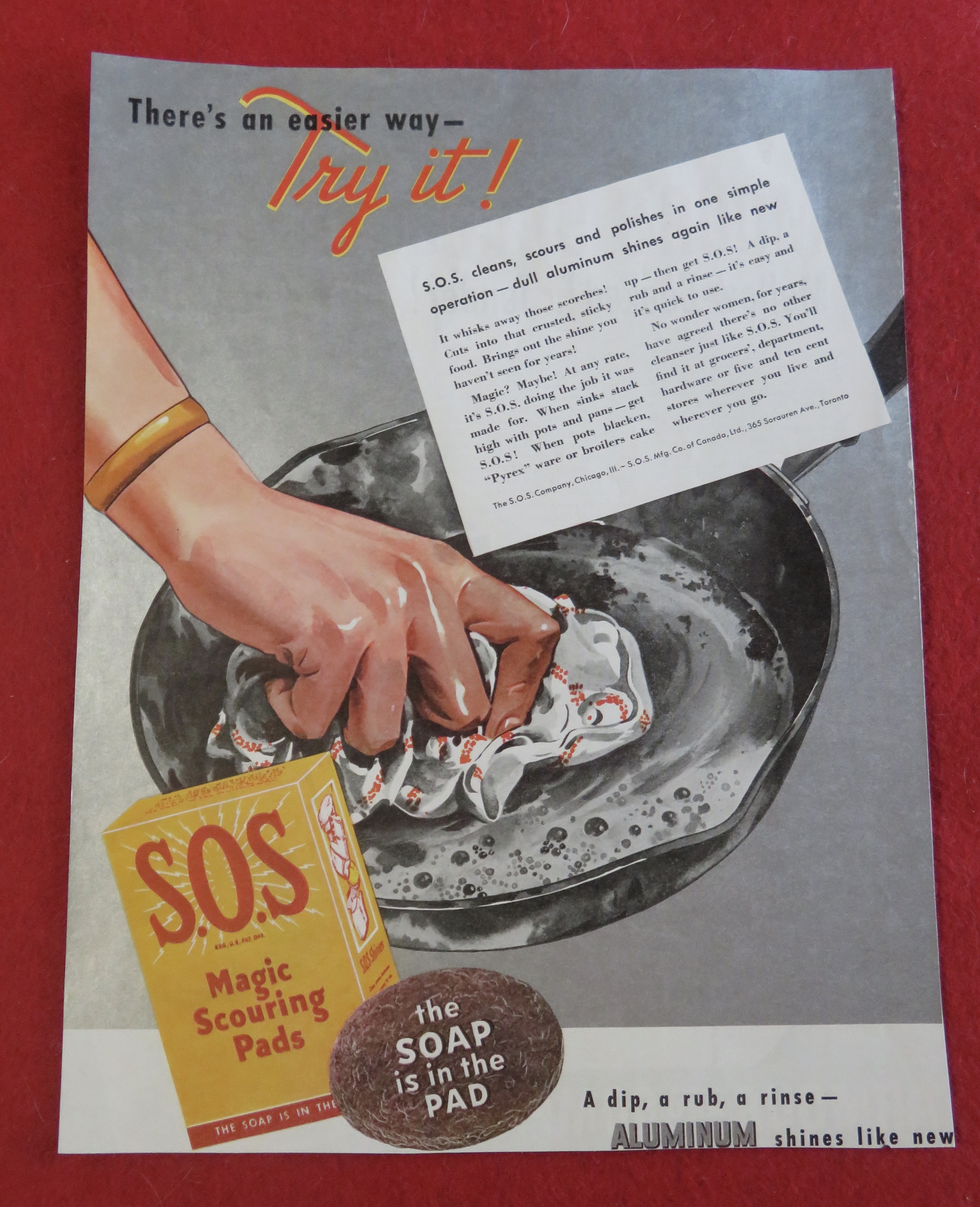 1938 S.O.S. Magic Scouring Pads with Hand Cleaning Pan