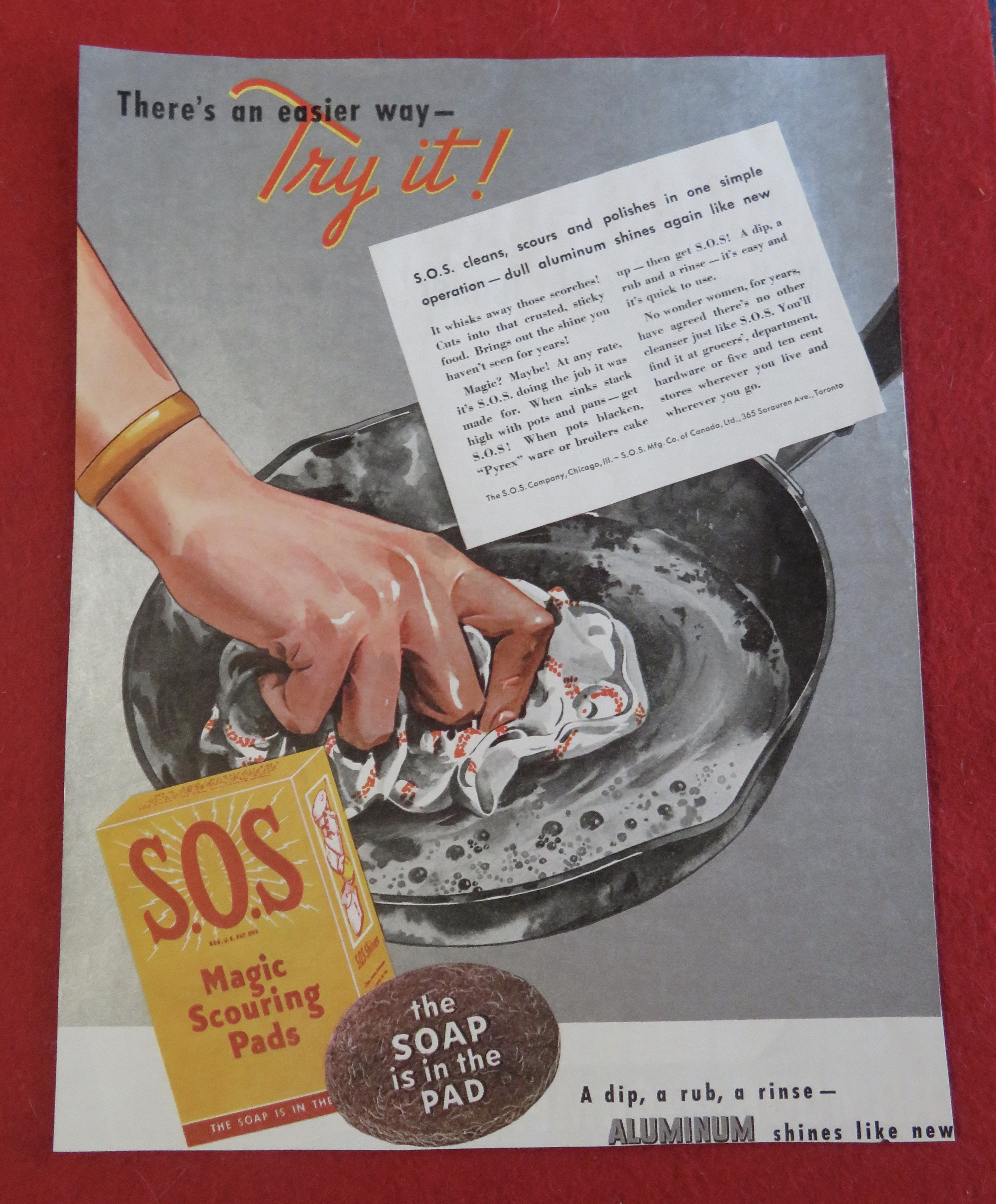 1938 S.O.S. Magic Scouring Pads with Hand Cleaning Pan