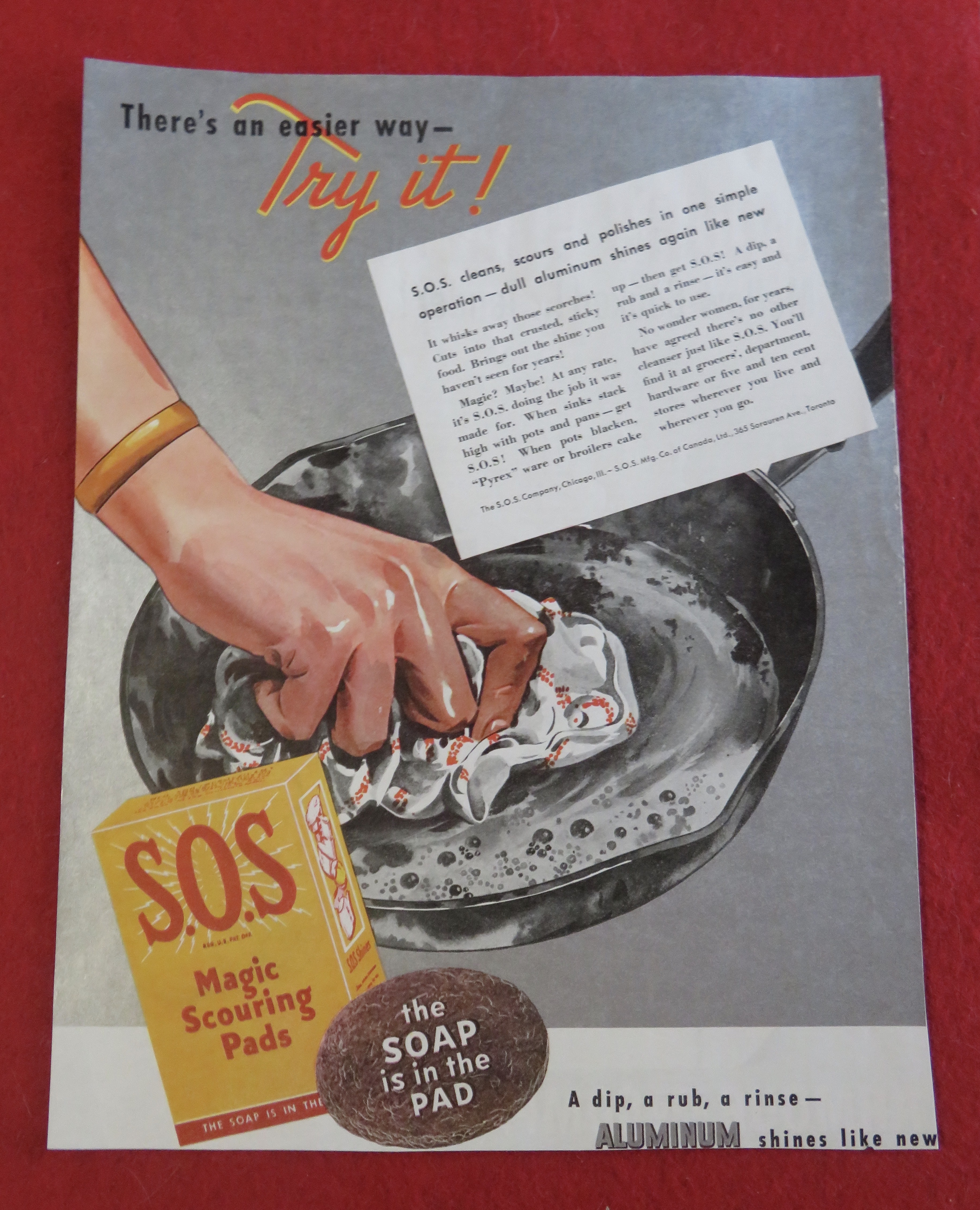 1938 S.O.S. Magic Scouring Pads with Hand Cleaning Pan
