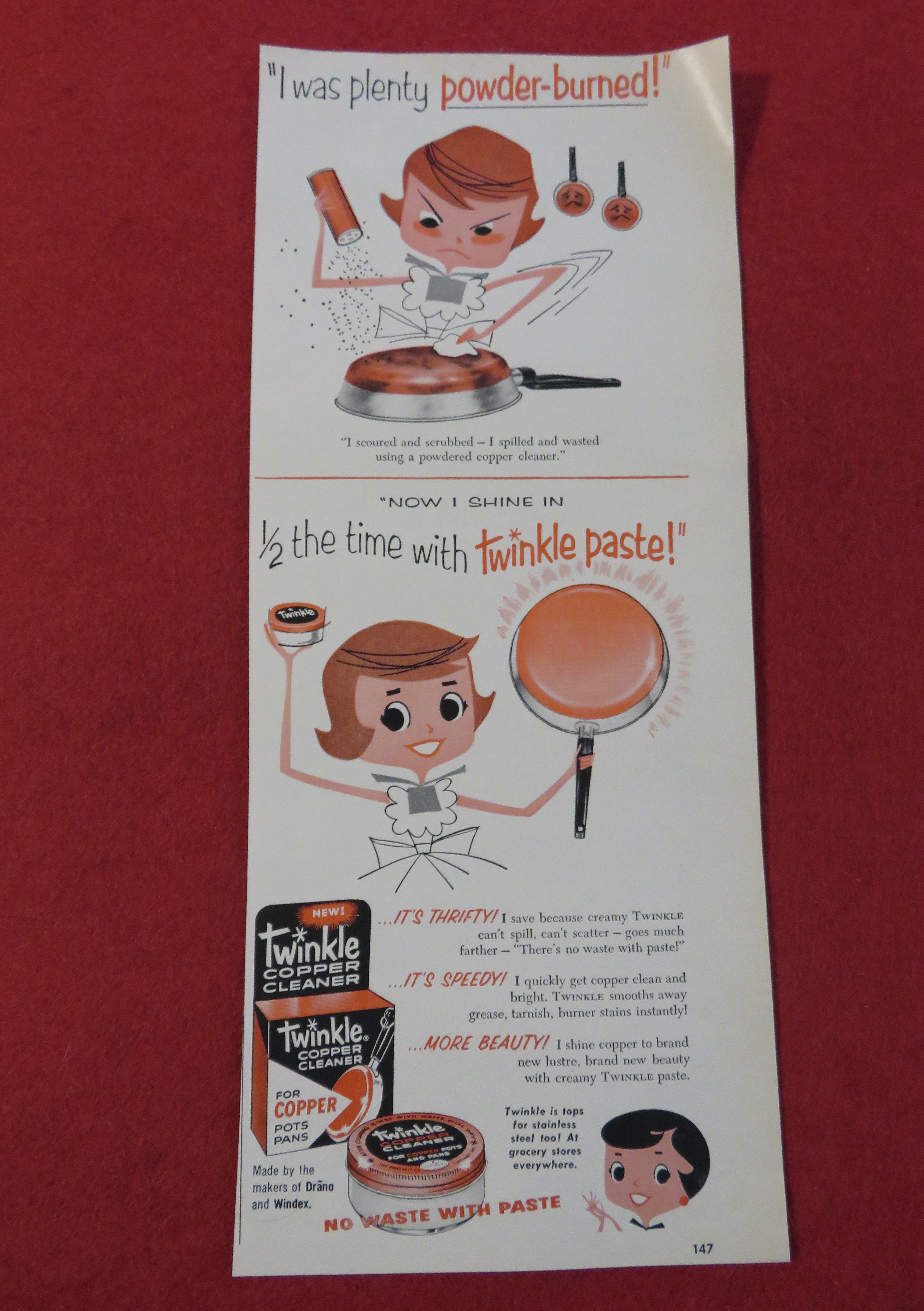1958 Twinkle Copper Cleaner with Woman Cleaning Pan