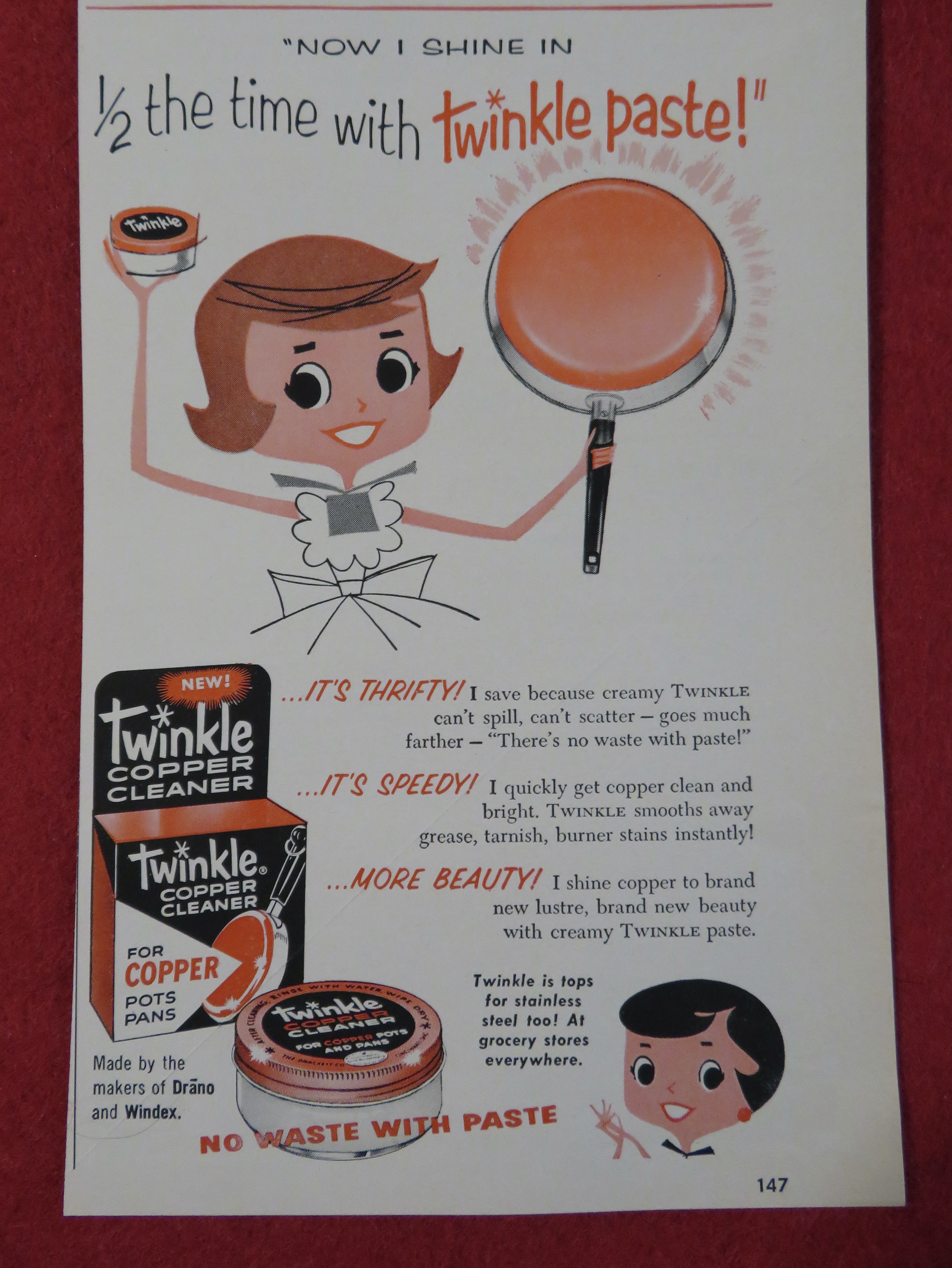 1958 Twinkle Copper Cleaner with Woman Cleaning Pan