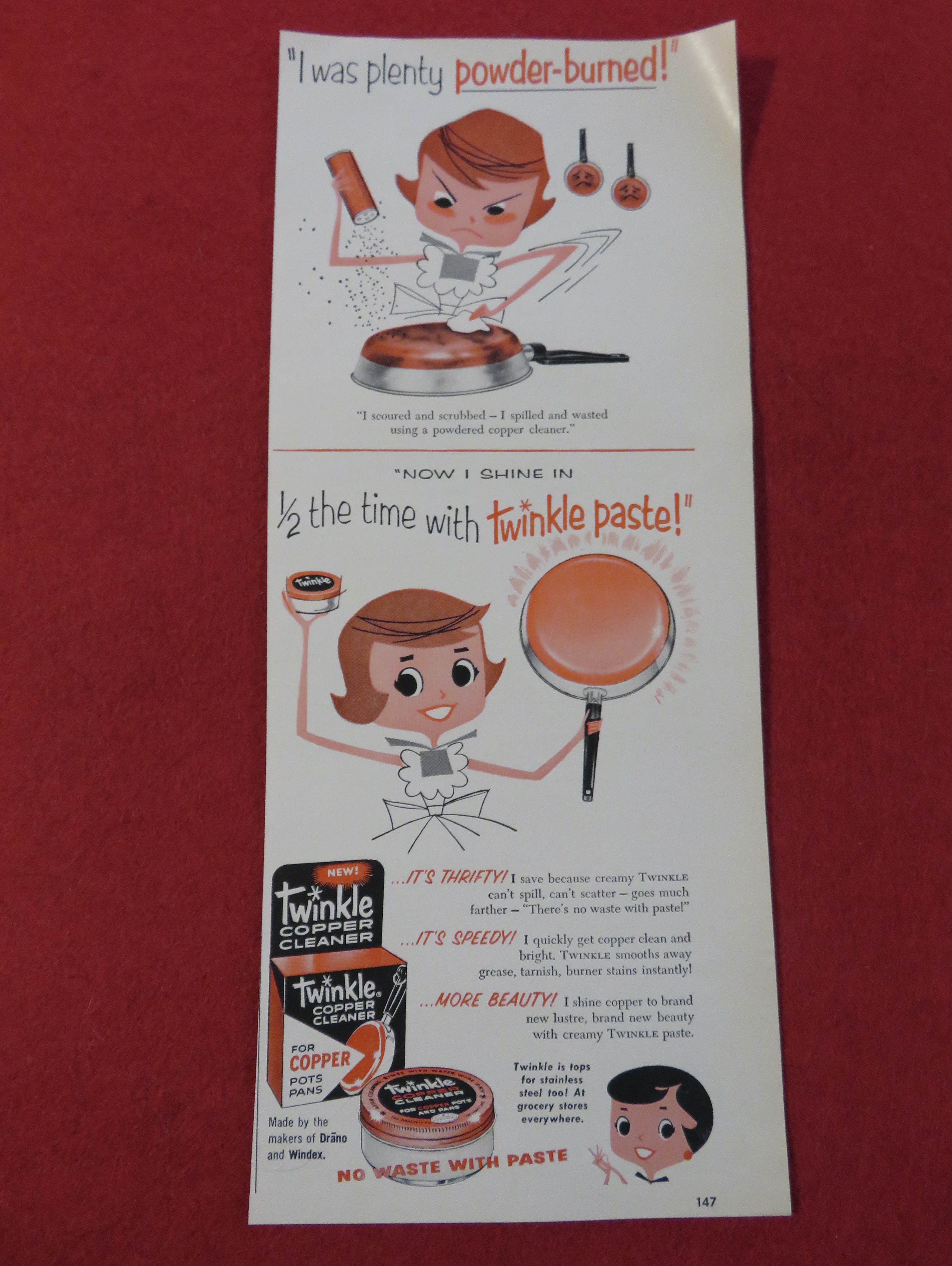 1958 Twinkle Copper Cleaner with Woman Cleaning Pan