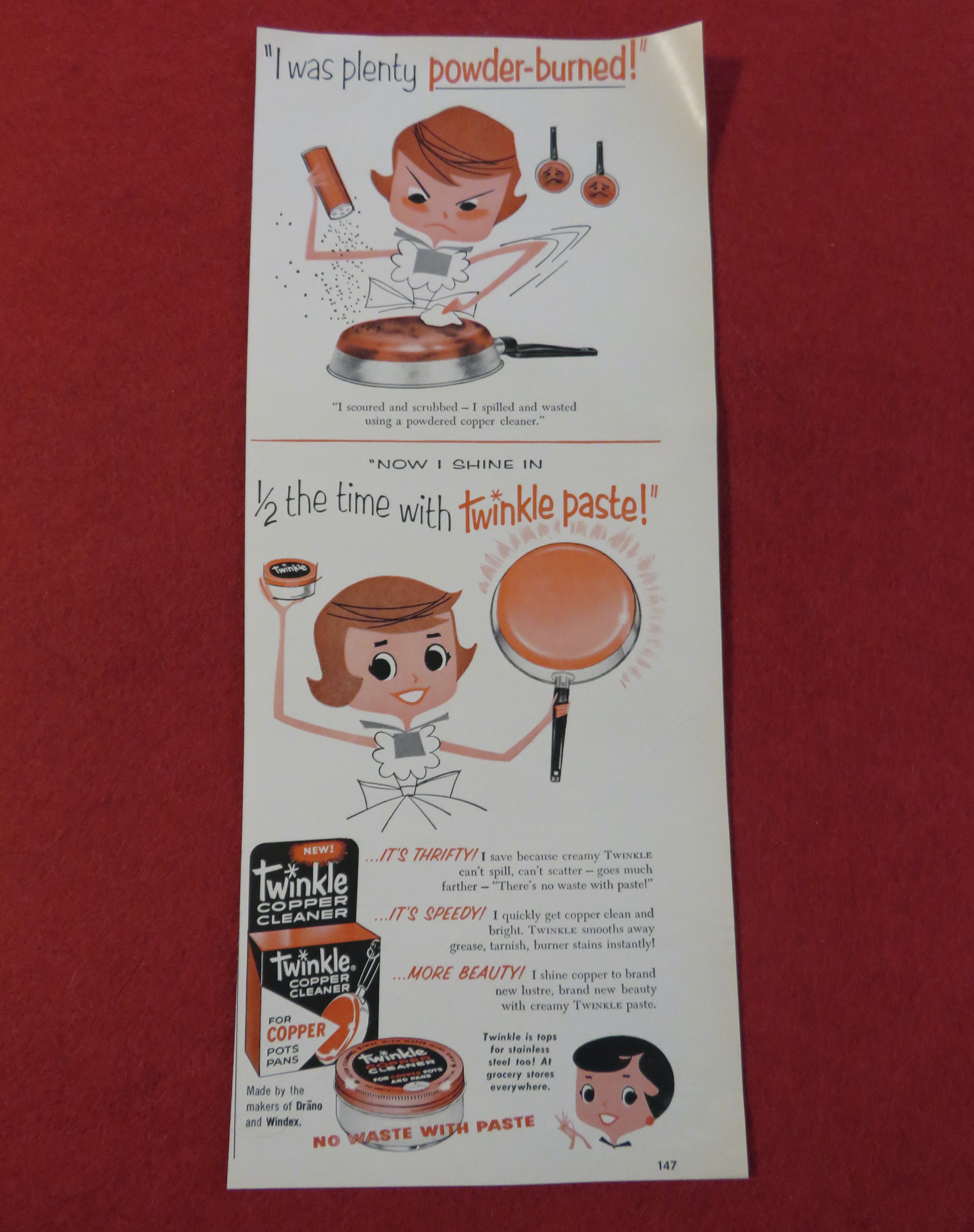 1958 Twinkle Copper Cleaner with Woman Cleaning Pan