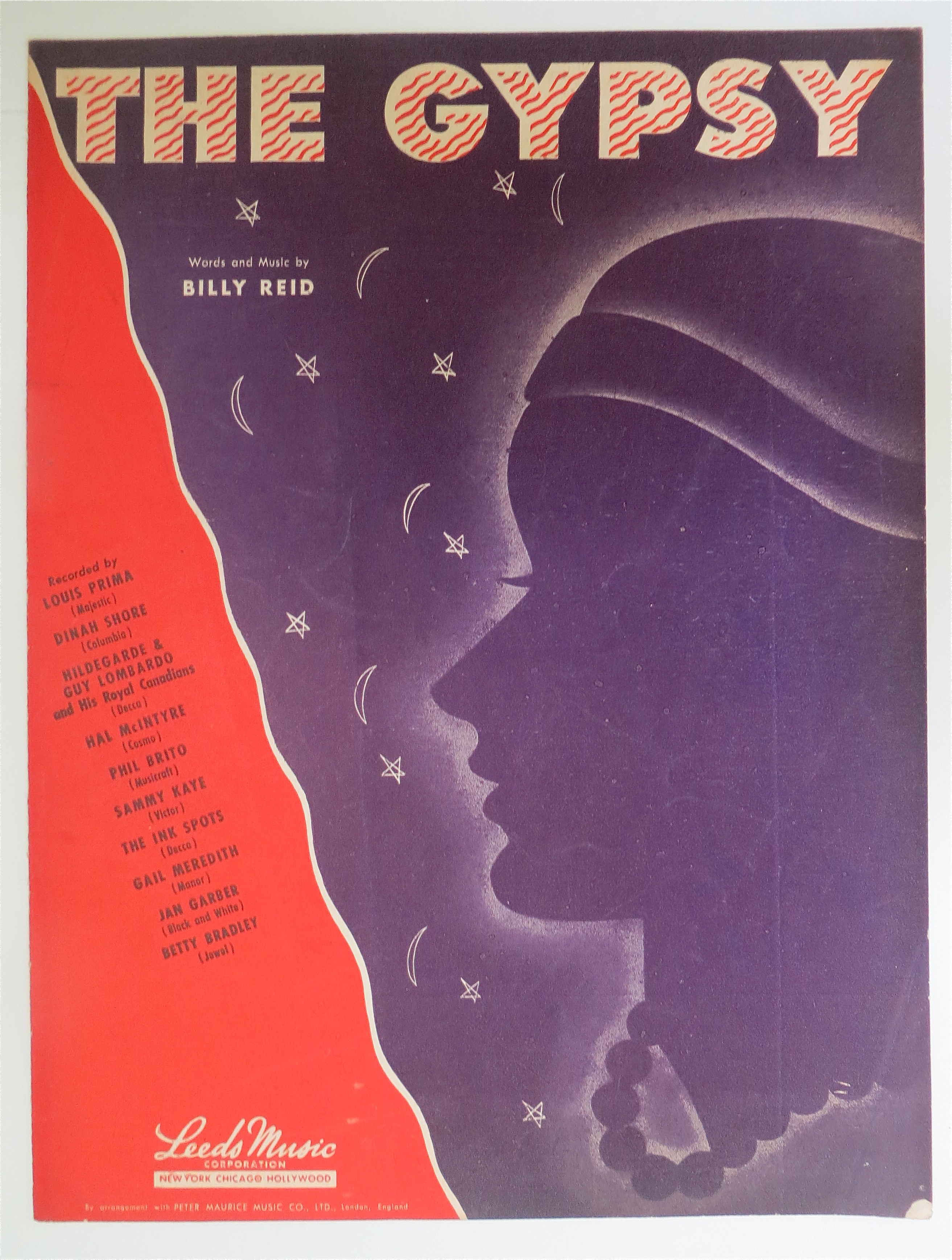 Sheet Music For 1946 The Gypsy By Billy Reid