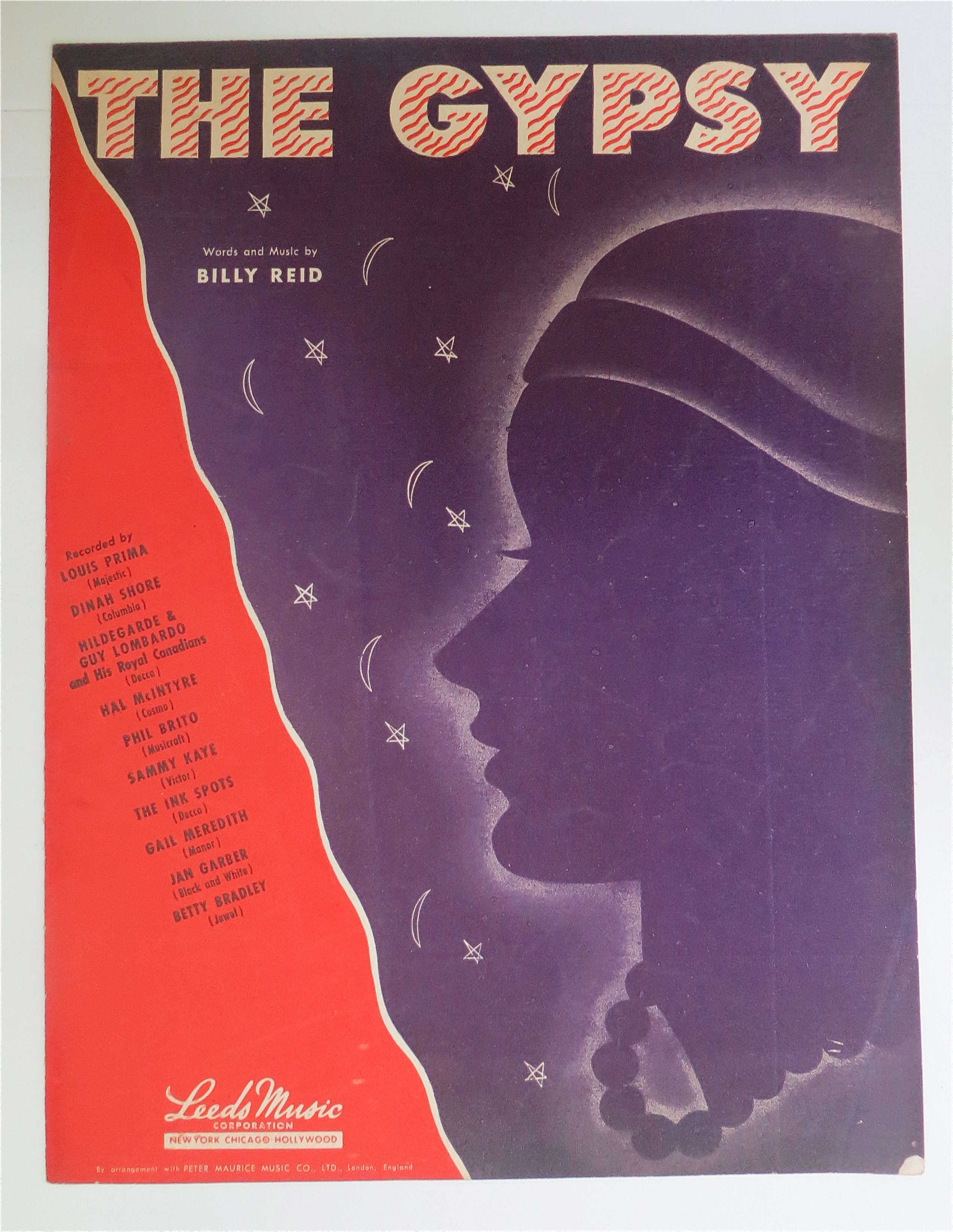 Sheet Music For 1946 The Gypsy By Billy Reid