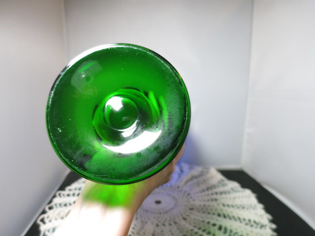 Blown Cased Art Glass Vase Blue Yellow Clear Green 11 3/4 inches