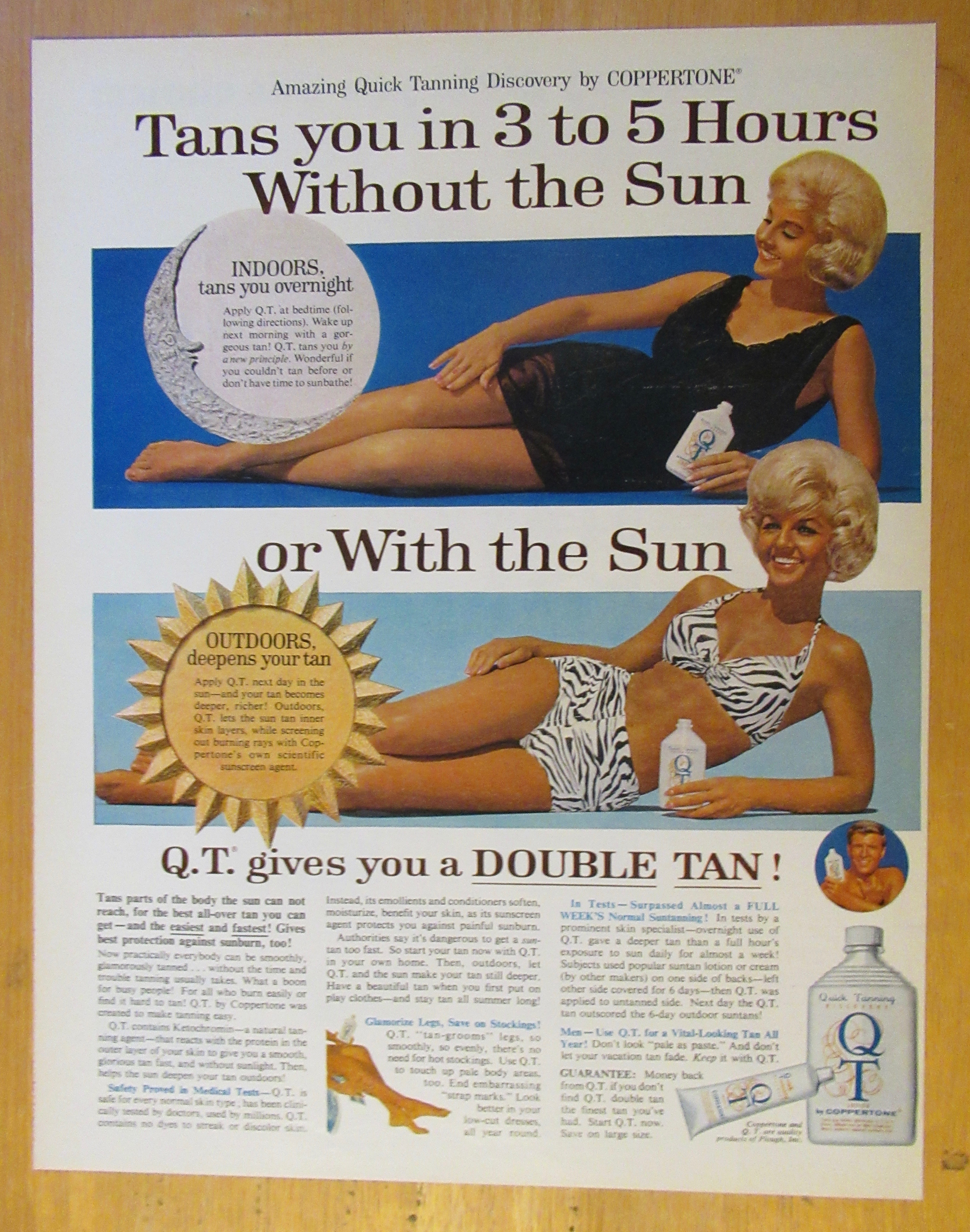 1965 Coppertone Q. T. Suntan Lotion with Lovely Woman
