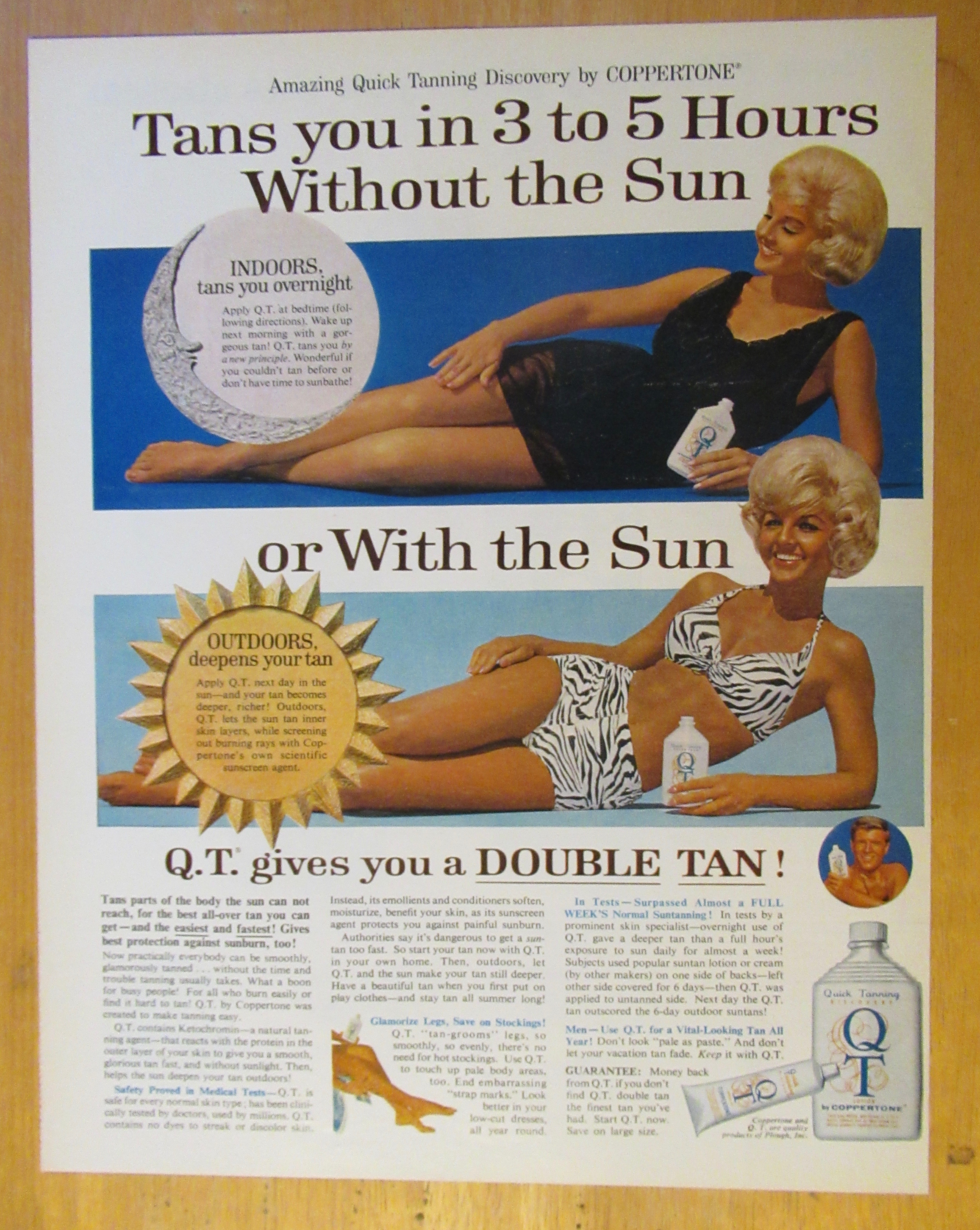 1965 Coppertone Q. T. Suntan Lotion with Lovely Woman