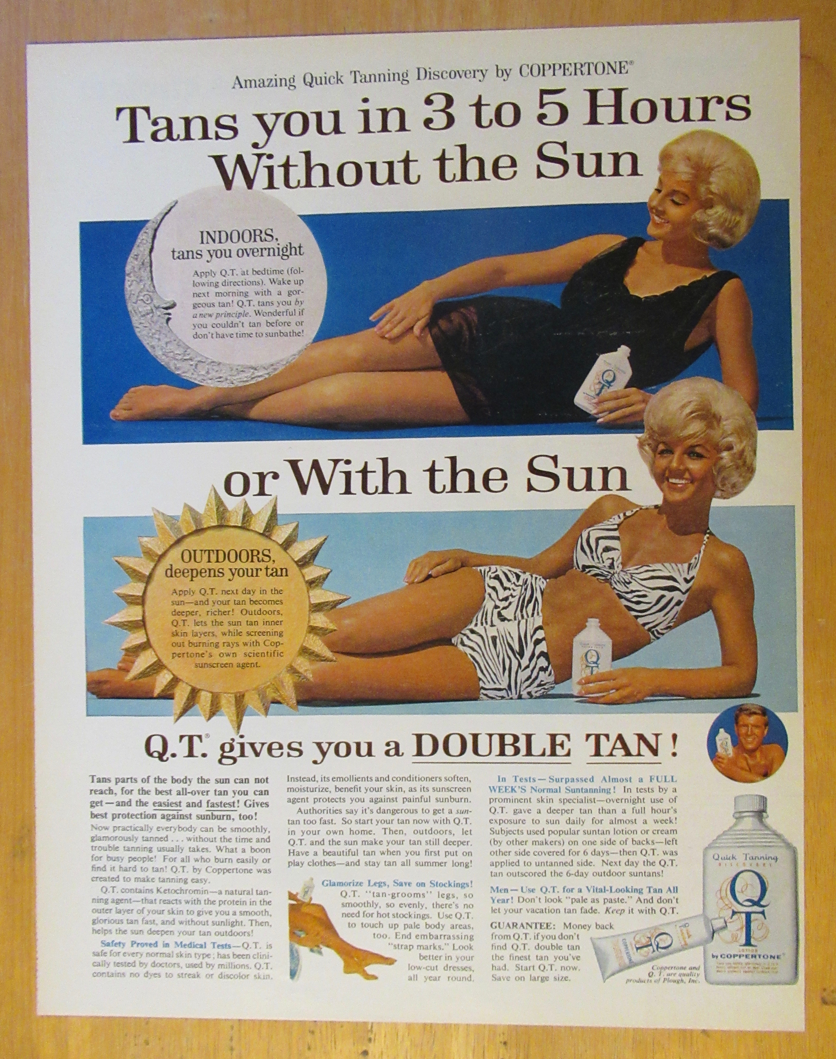 1965 Coppertone Q. T. Suntan Lotion with Lovely Woman
