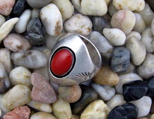 Native American Coral Sterling Silver WILSON TSOSIE