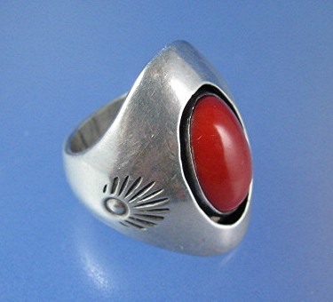 Native American Coral Sterling Silver WILSON TSOSIE