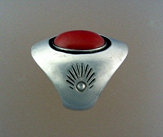 Native American Coral Sterling Silver WILSON TSOSIE