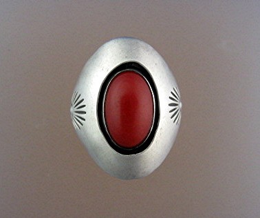Native American Coral Sterling Silver WILSON TSOSIE