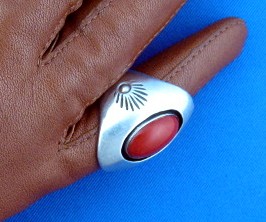 Native American Coral Sterling Silver WILSON TSOSIE
