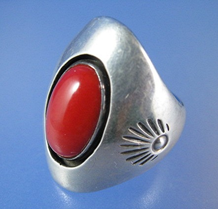 Native American Coral Sterling Silver WILSON TSOSIE
