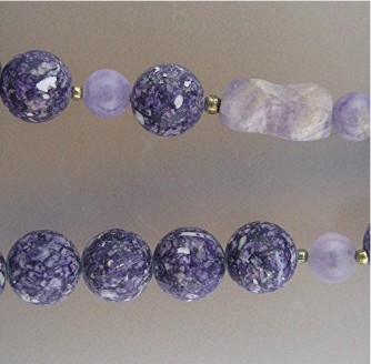 Necklace Amethyst and Charolite Beads