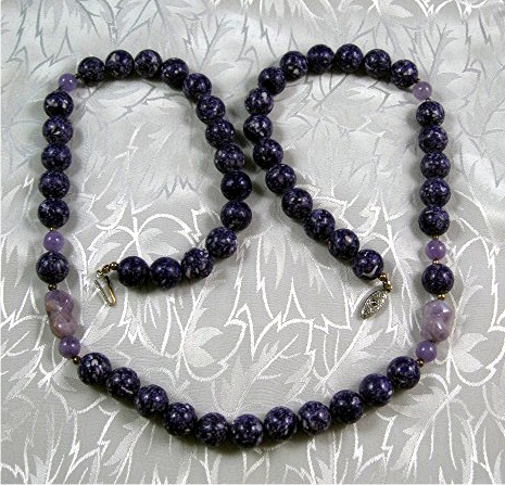 Necklace Amethyst and Charolite Beads