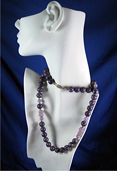 Necklace Amethyst and Charolite Beads