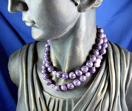 Necklace Amethyst and Charolite Beads
