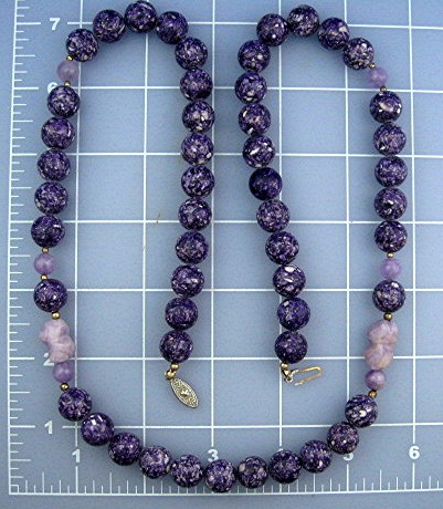 Necklace Amethyst and Charolite Beads