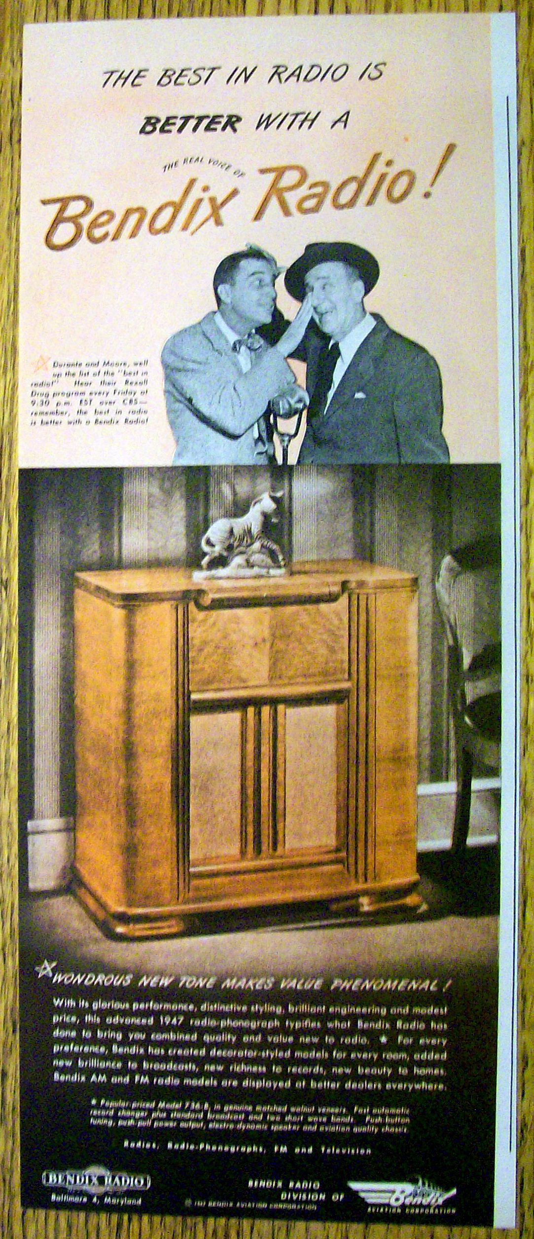 1947 Bendix Radio with Jimmy Durante & Gary Moore