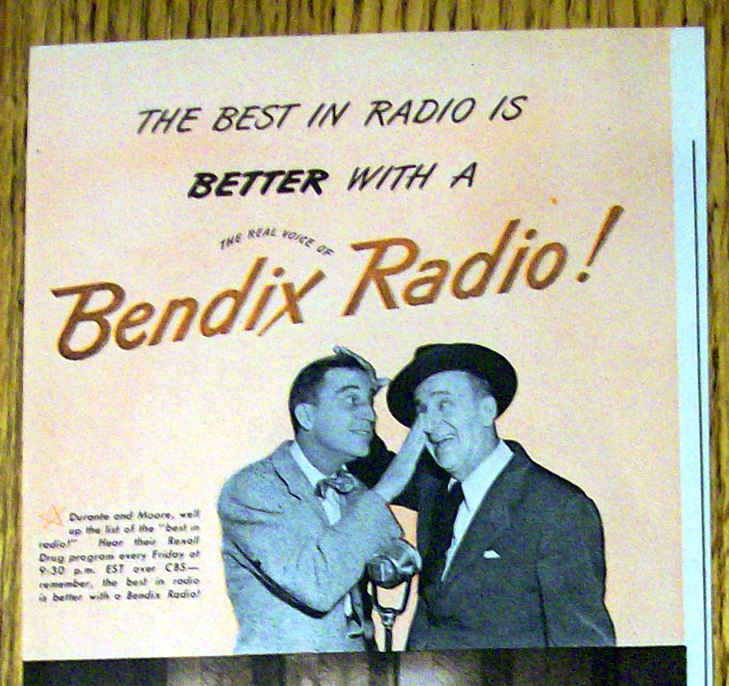 1947 Bendix Radio with Jimmy Durante & Gary Moore
