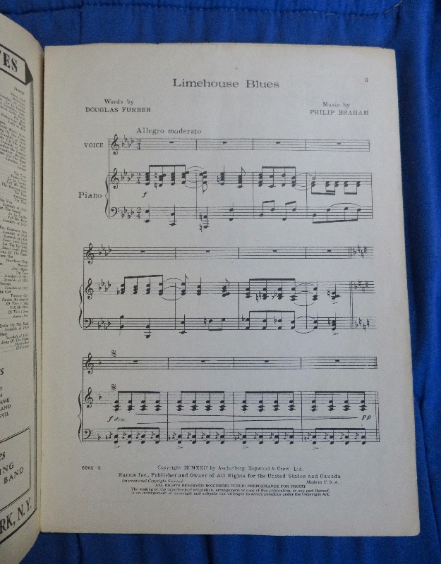 Sheet Music For 1922 Limehouse Blues with Fred Astaire & Lucille Bremer (Ziegfeld Follies Cover)