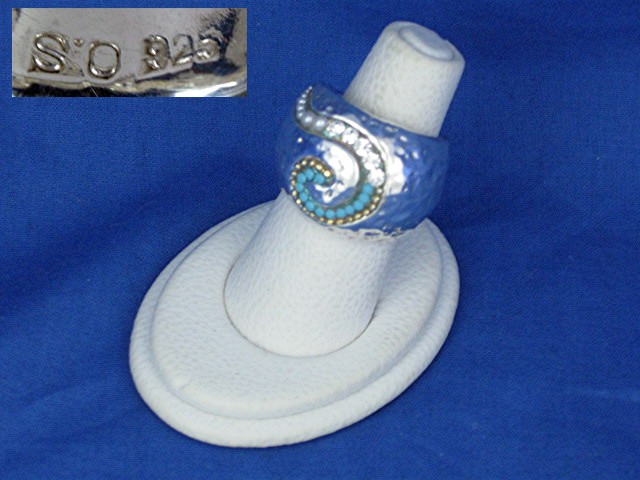 Sterling Silver Turquoise  ORIT SCHATZMAN Israel Ring