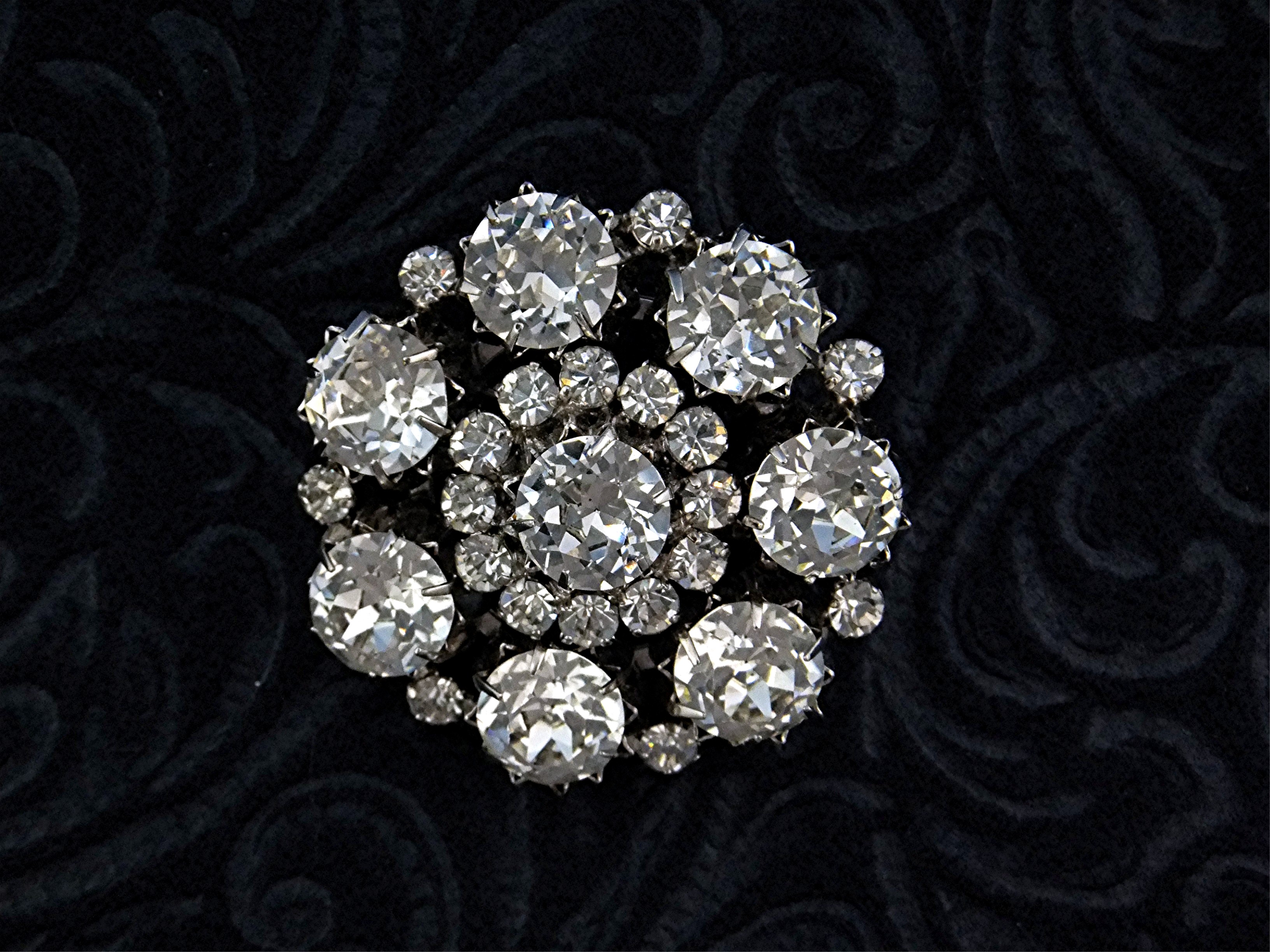 Brooch Gold pink Crystal Flower Made in Austria