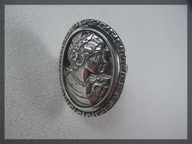 Sterling Silver Cameo Ring Italy