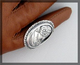 Sterling Silver Cameo Ring Italy