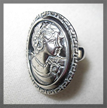 Sterling Silver Cameo Ring Italy