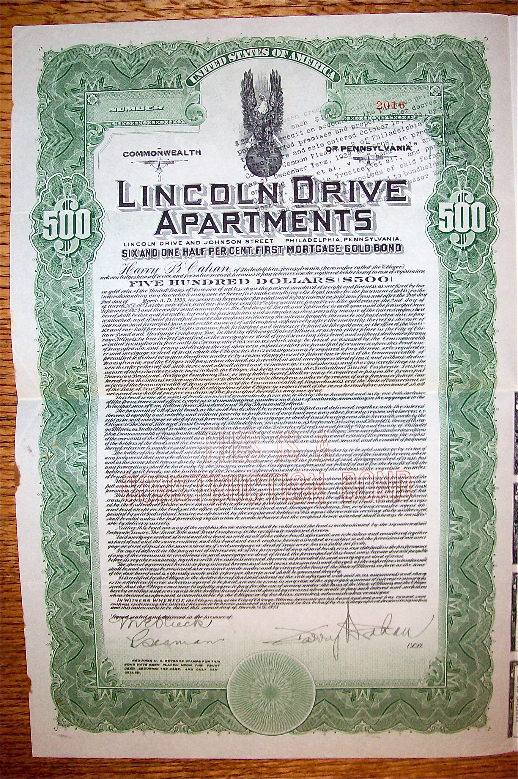 1935 Lincoln Drive Apartments Gold Bond