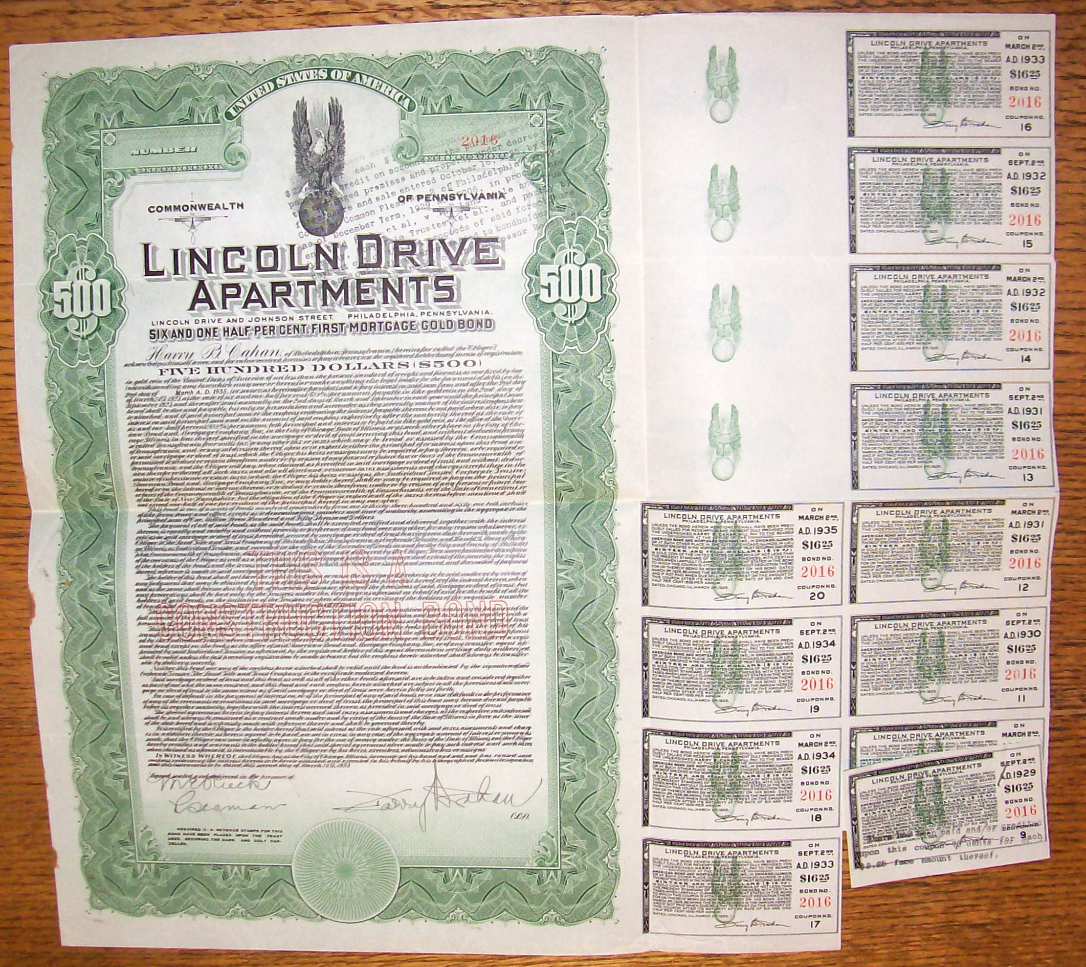 1935 Lincoln Drive Apartments Gold Bond