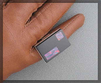 Sterlintg Silver Onyx Pink Opal Designer TS Nevada Ring