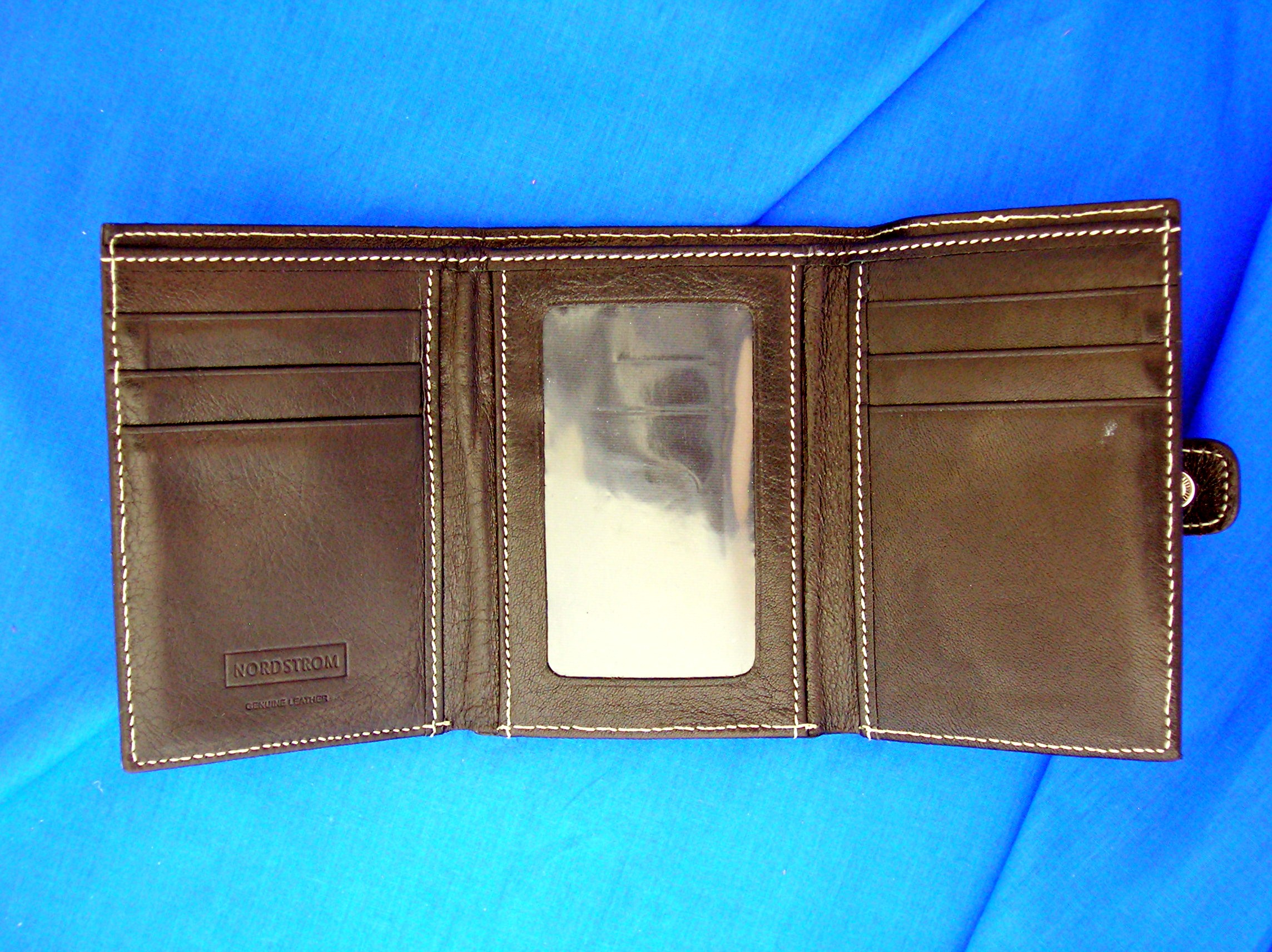 Black Leather Nordstroms Tri fold  Ladies Wallet