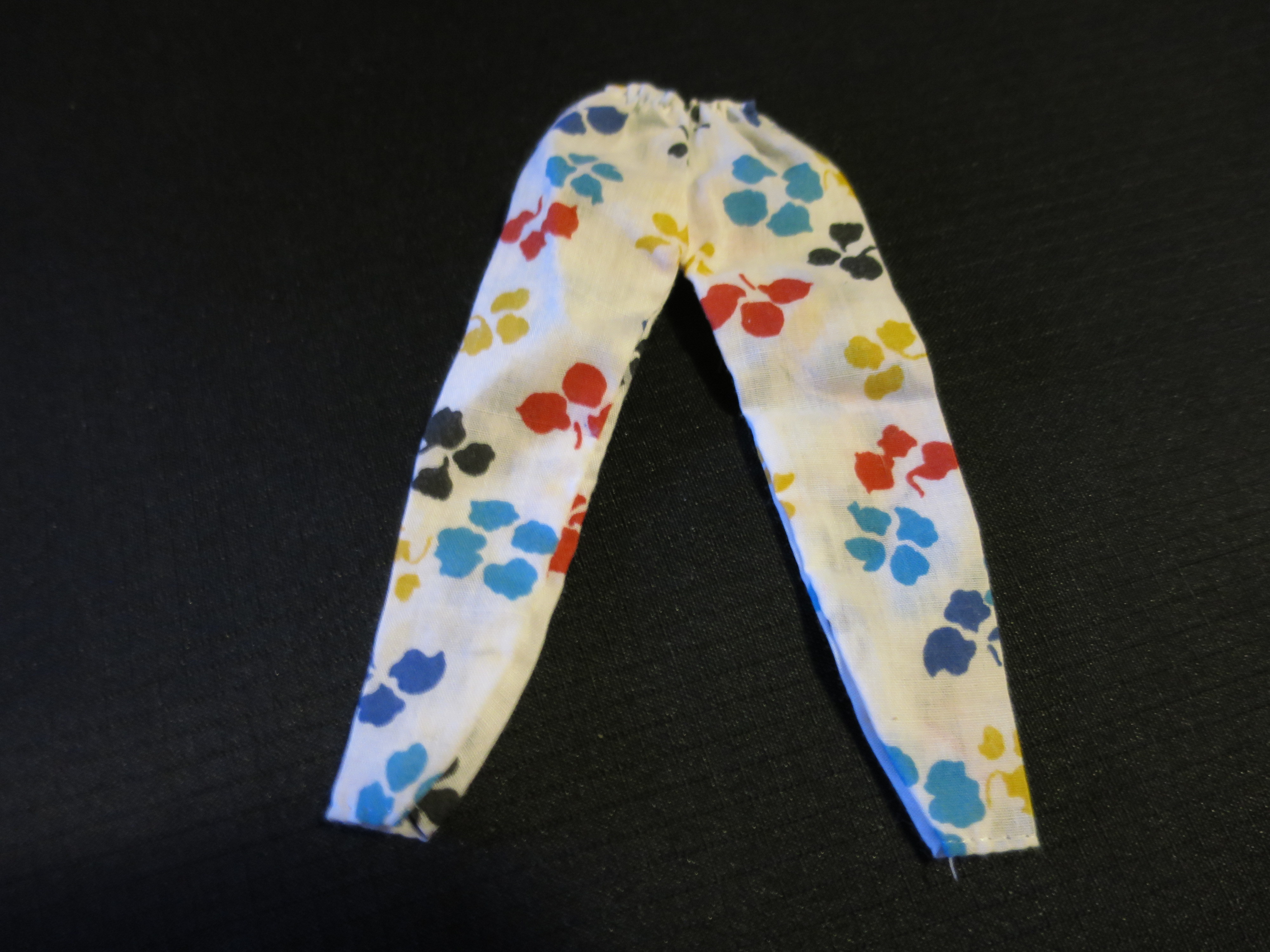 Vintage Barbie Doll Pants Slacks White with flowers no tag