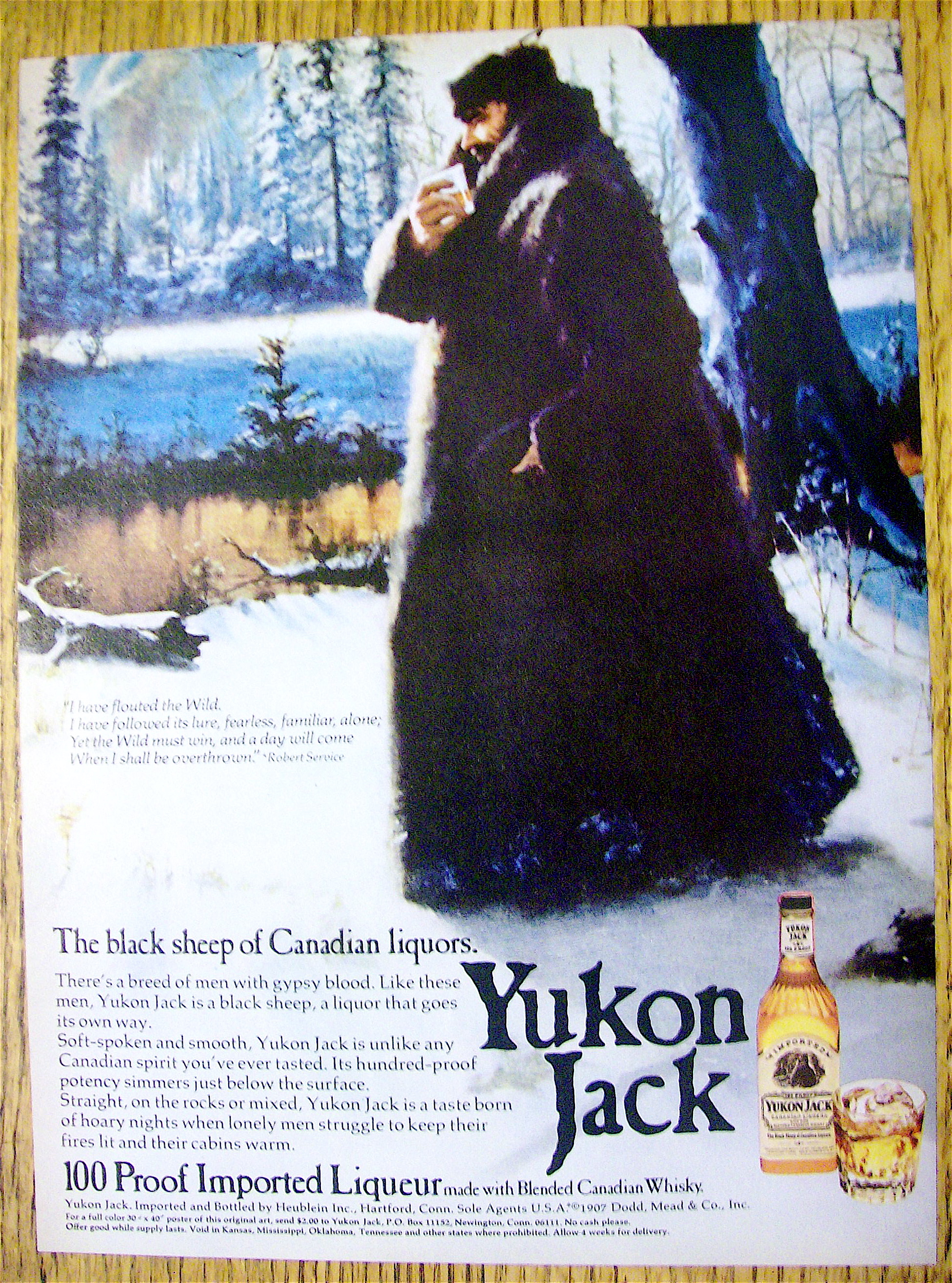 1975 Yukon Jack Whiskey with Man Holding Glass