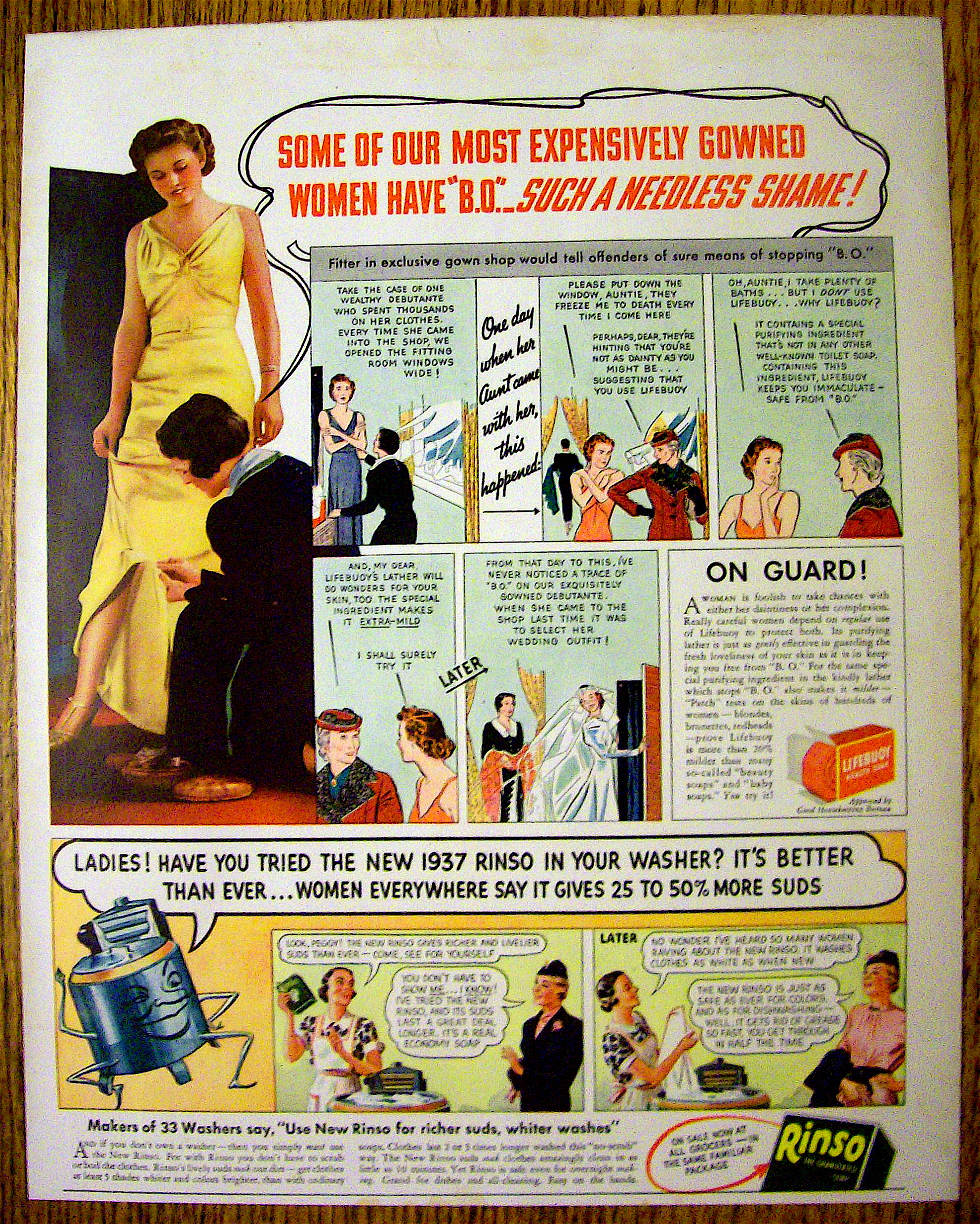 1937 Rinso & Lifebuoy Soap with 2 Stories About Women