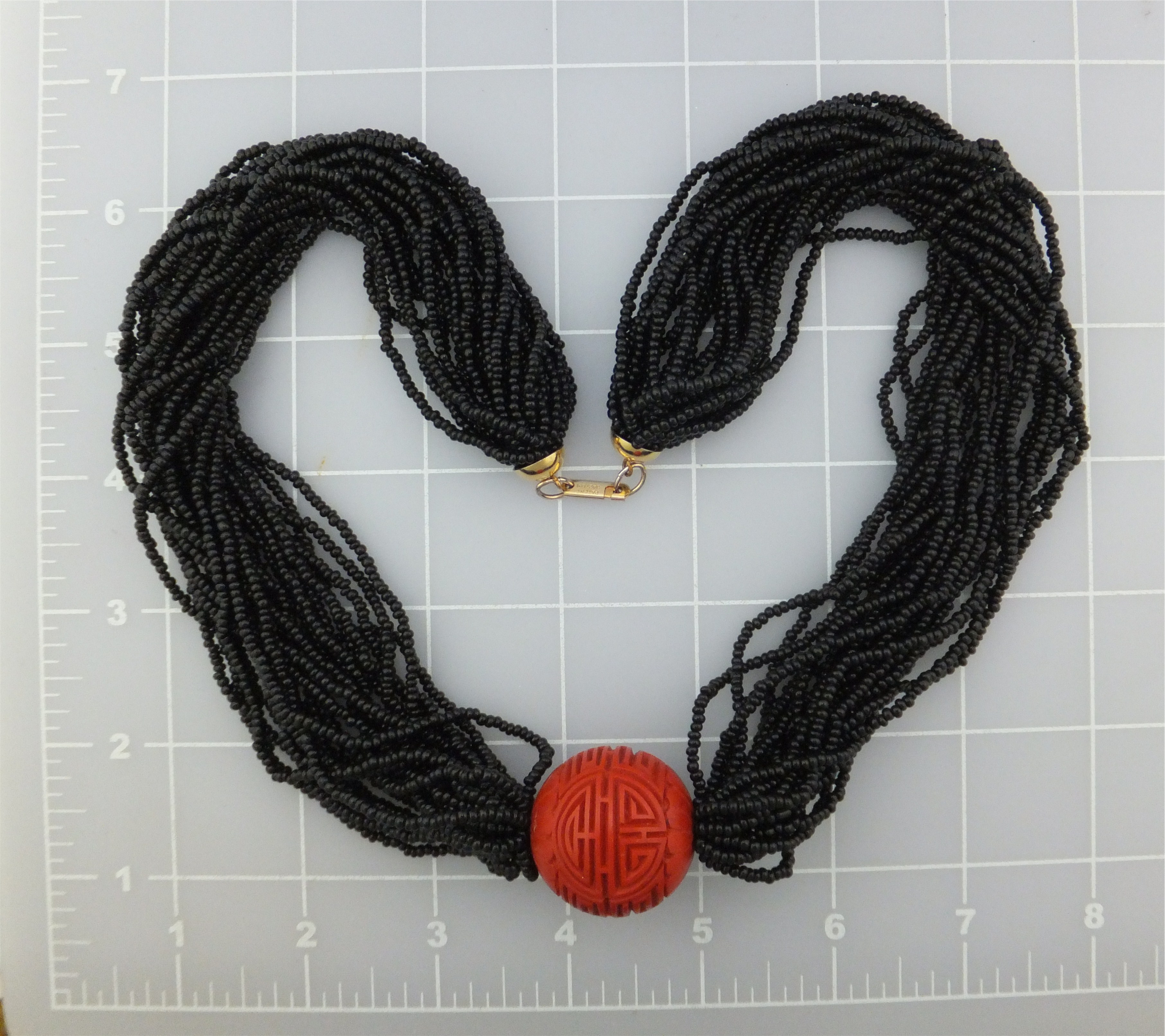 Necklace HOBE Cinnabar Chunky  Black Beads