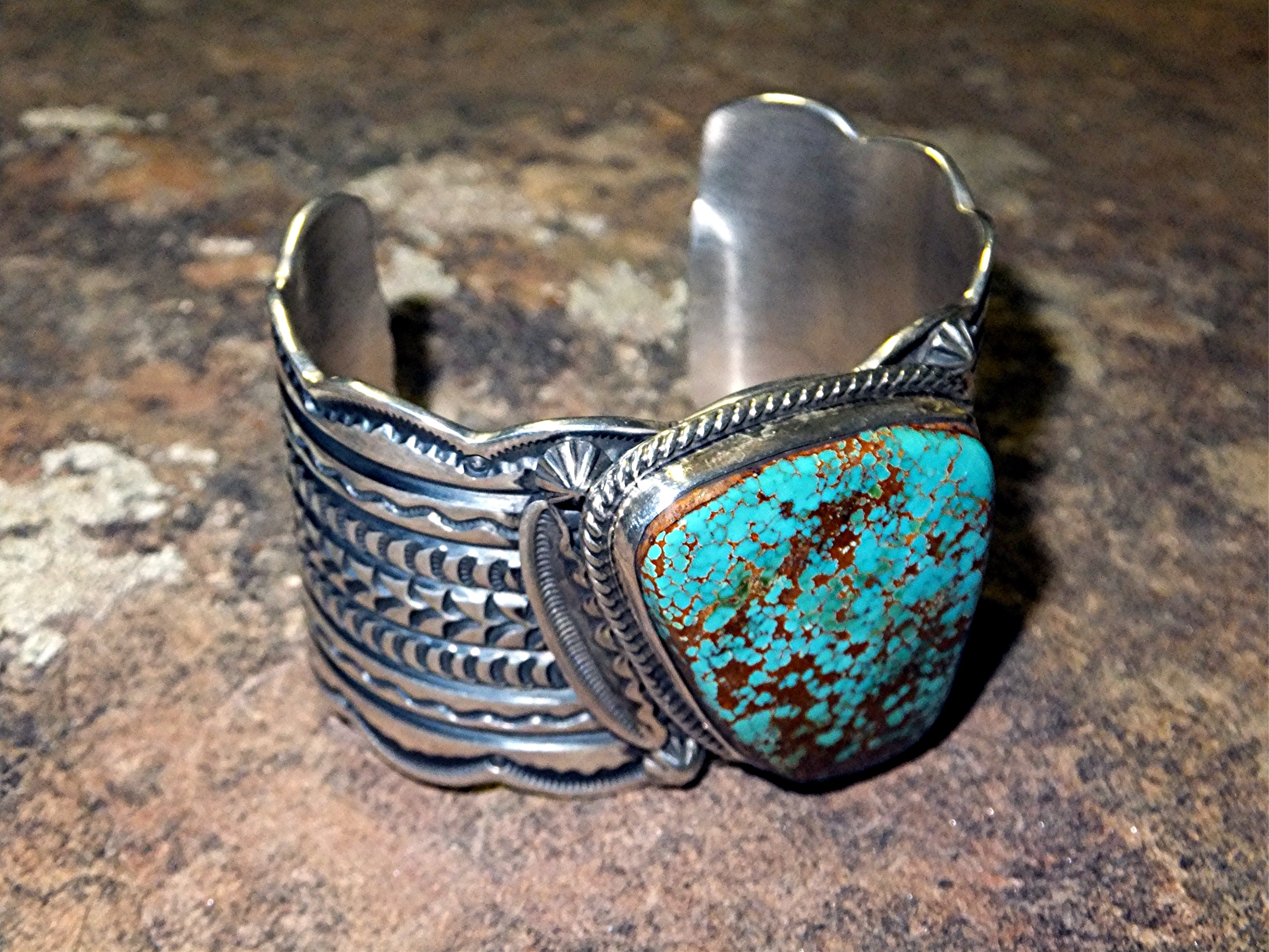 Darrell Cadman Sterling Silver Kingman Turquoise Cuff